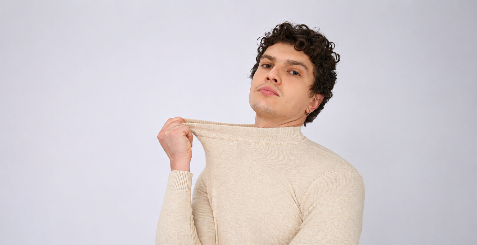 Minimal Luxury with a Beige Turtleneck Sweater