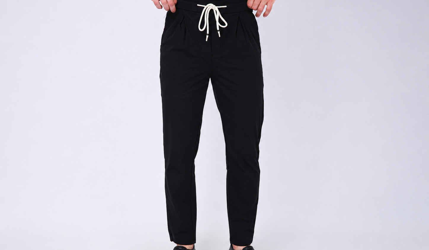 Smart Comfort with Black Drawstring Trousers