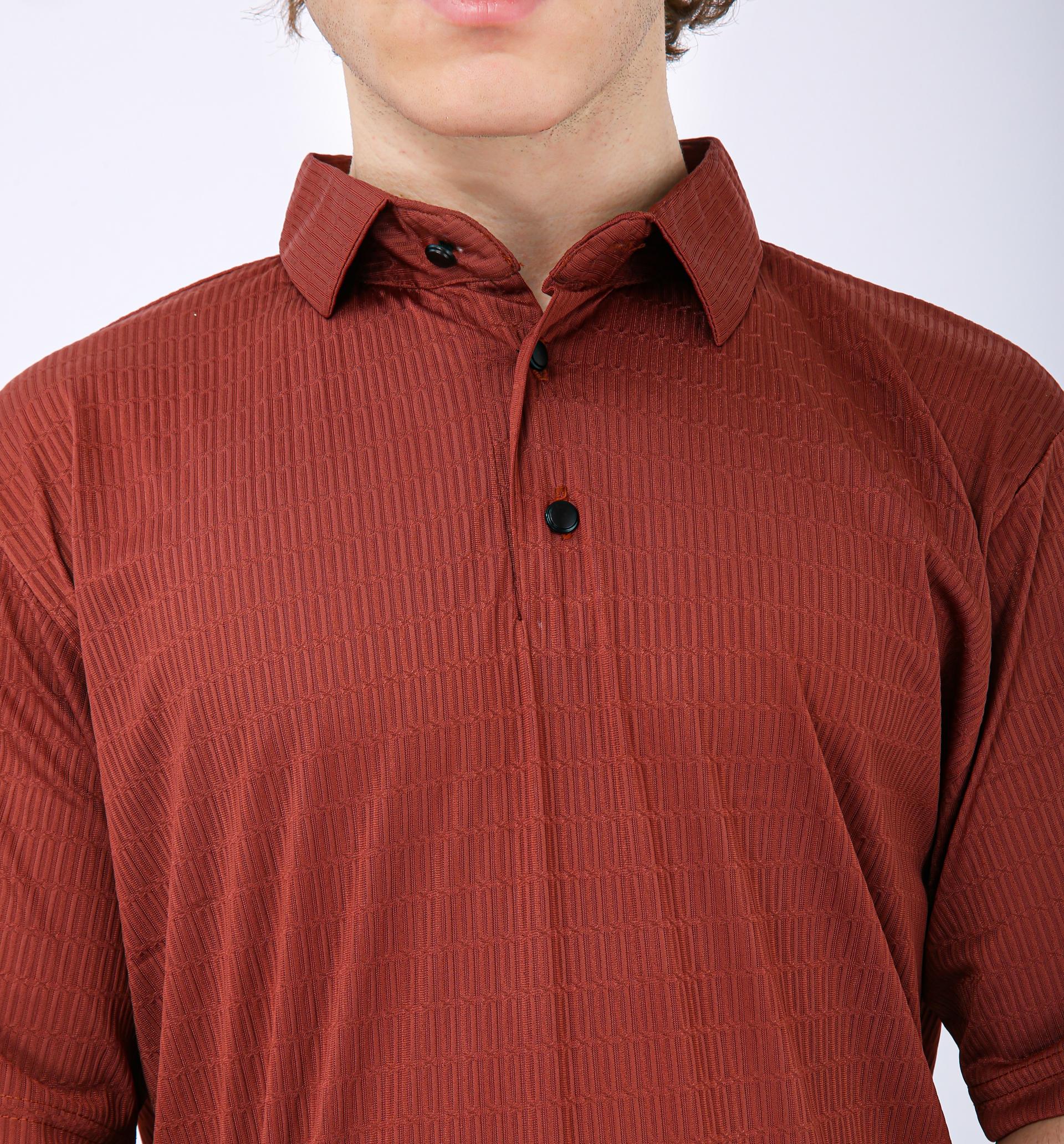 Men's Premium Textured Polo T-Shirt - Brown