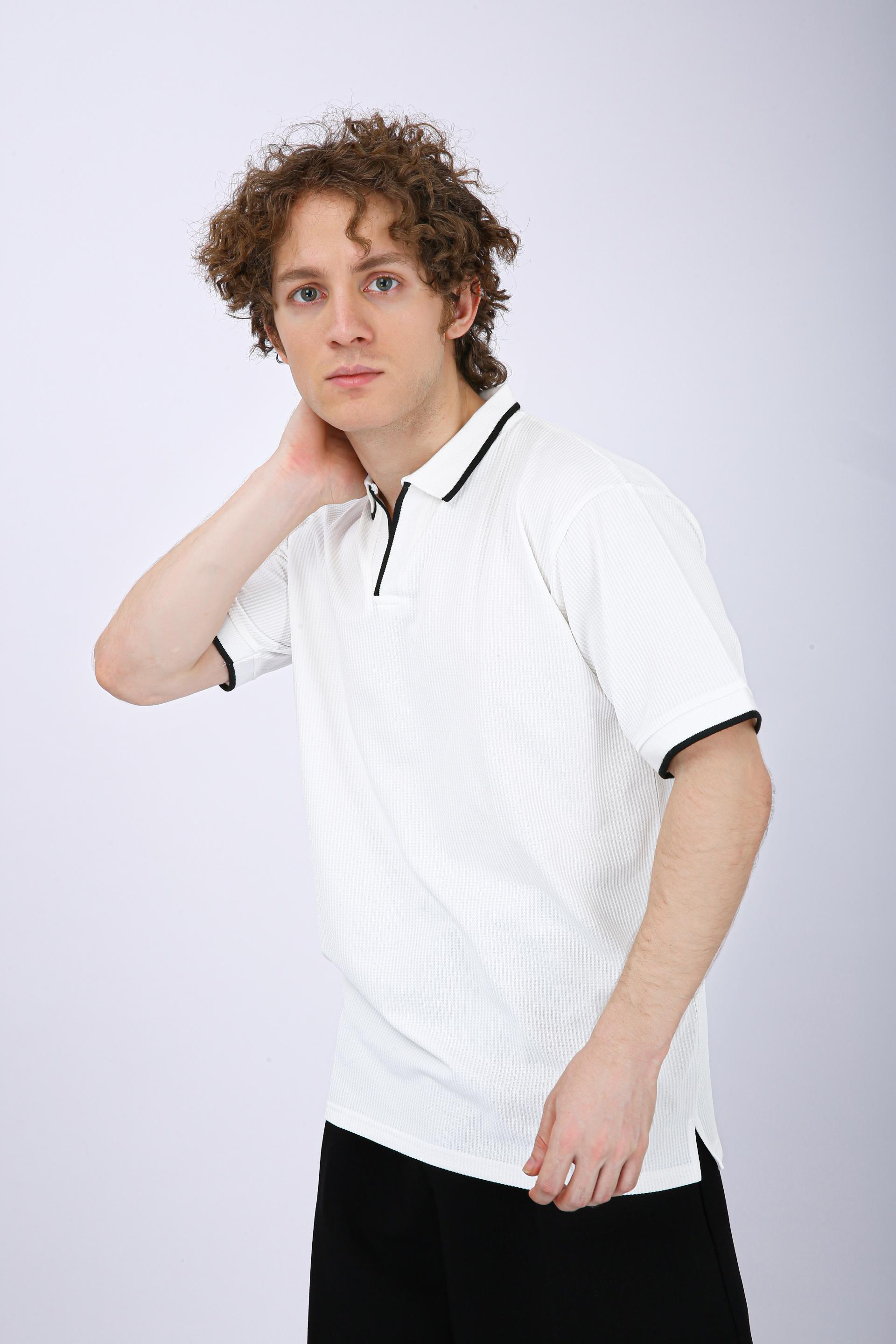 Men's Premium Tipped Polo T-Shirt - White