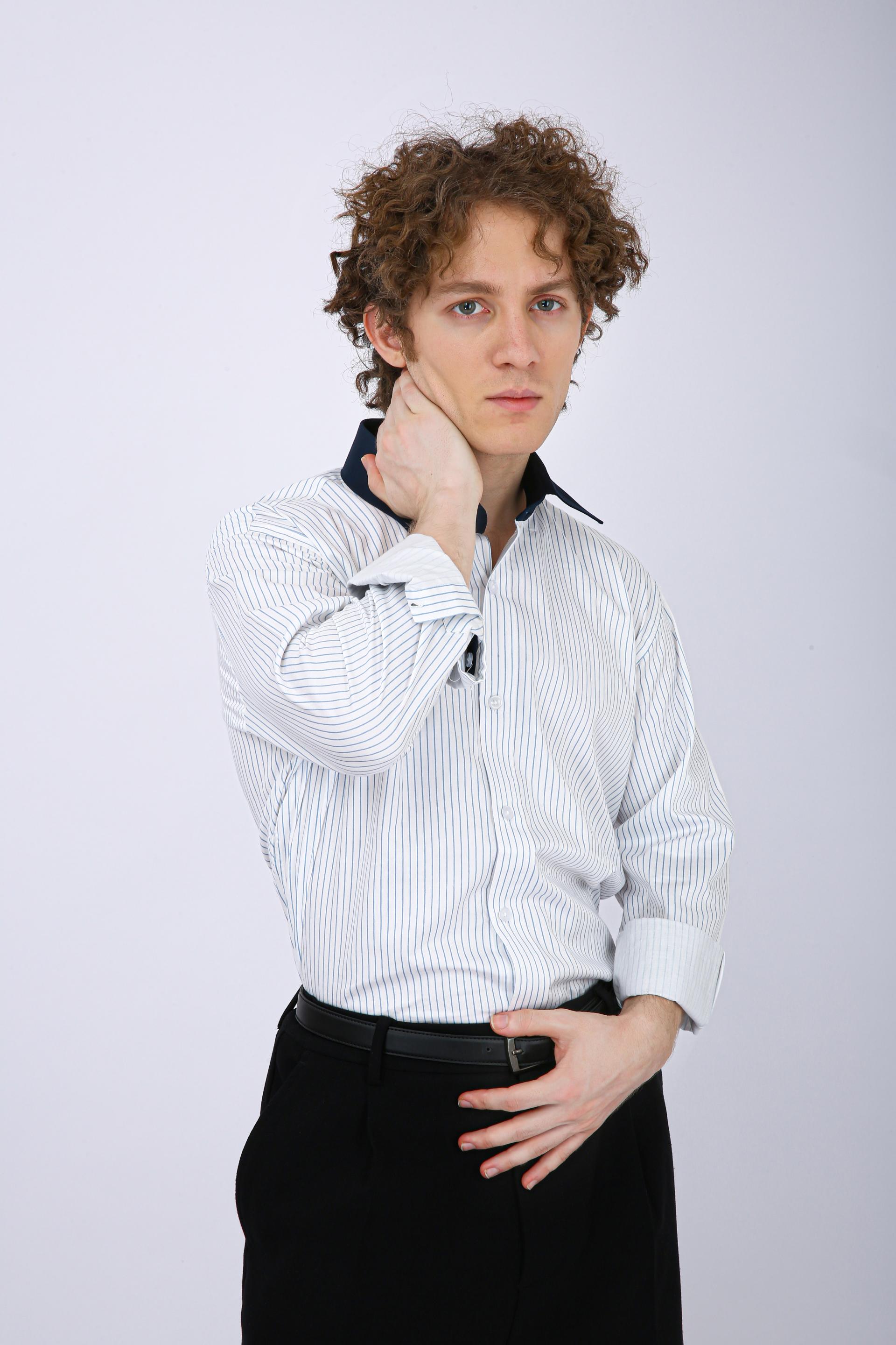 Premium Striped Formal Full Sleeve Shirt - White