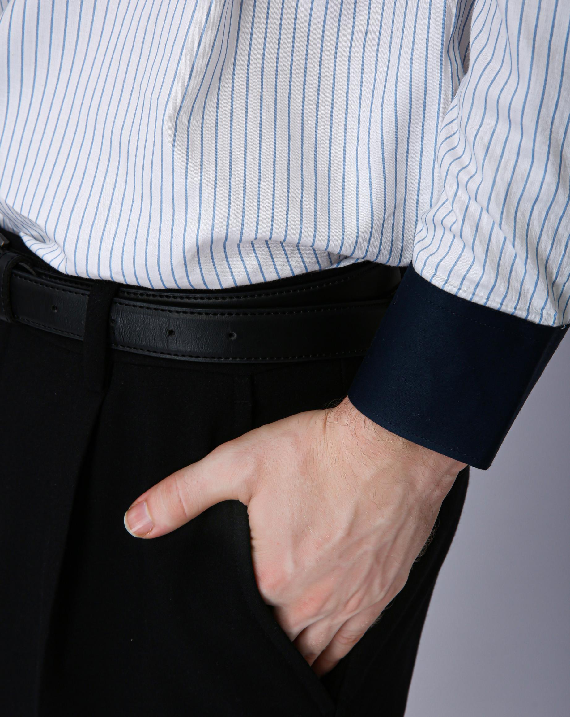 Premium Striped Formal Full Sleeve Shirt - White