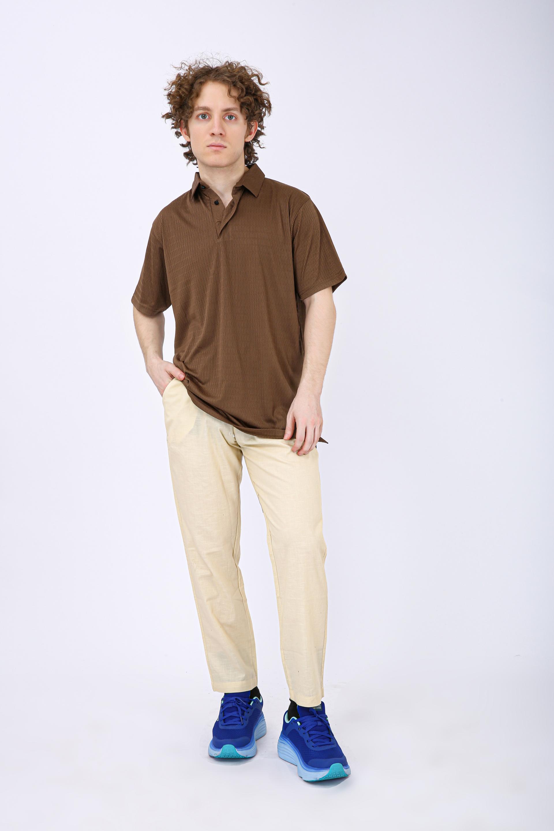 Men's Premium Textured Polo T-Shirt - Chiku