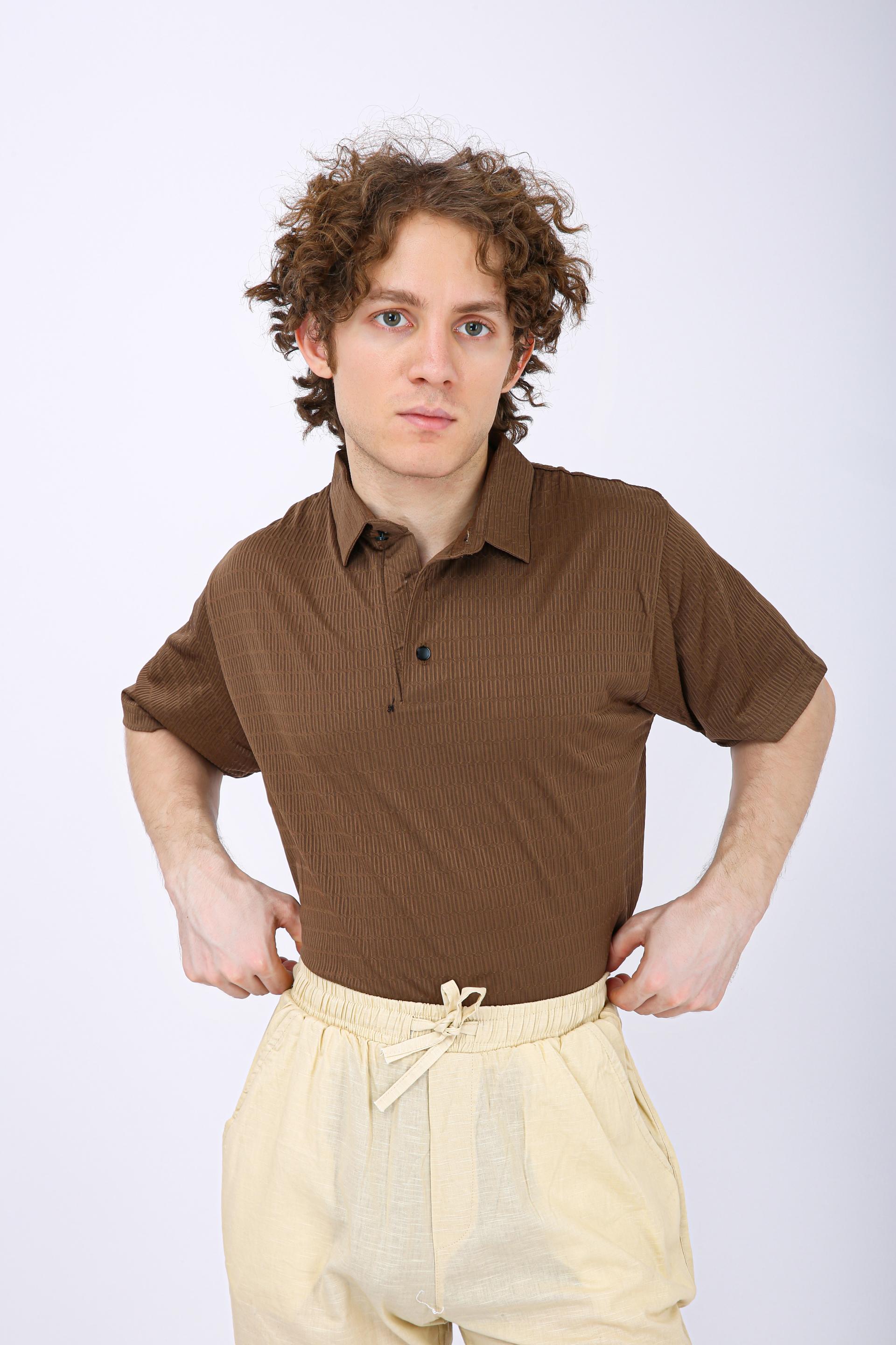 Men's Premium Textured Polo T-Shirt - Chiku