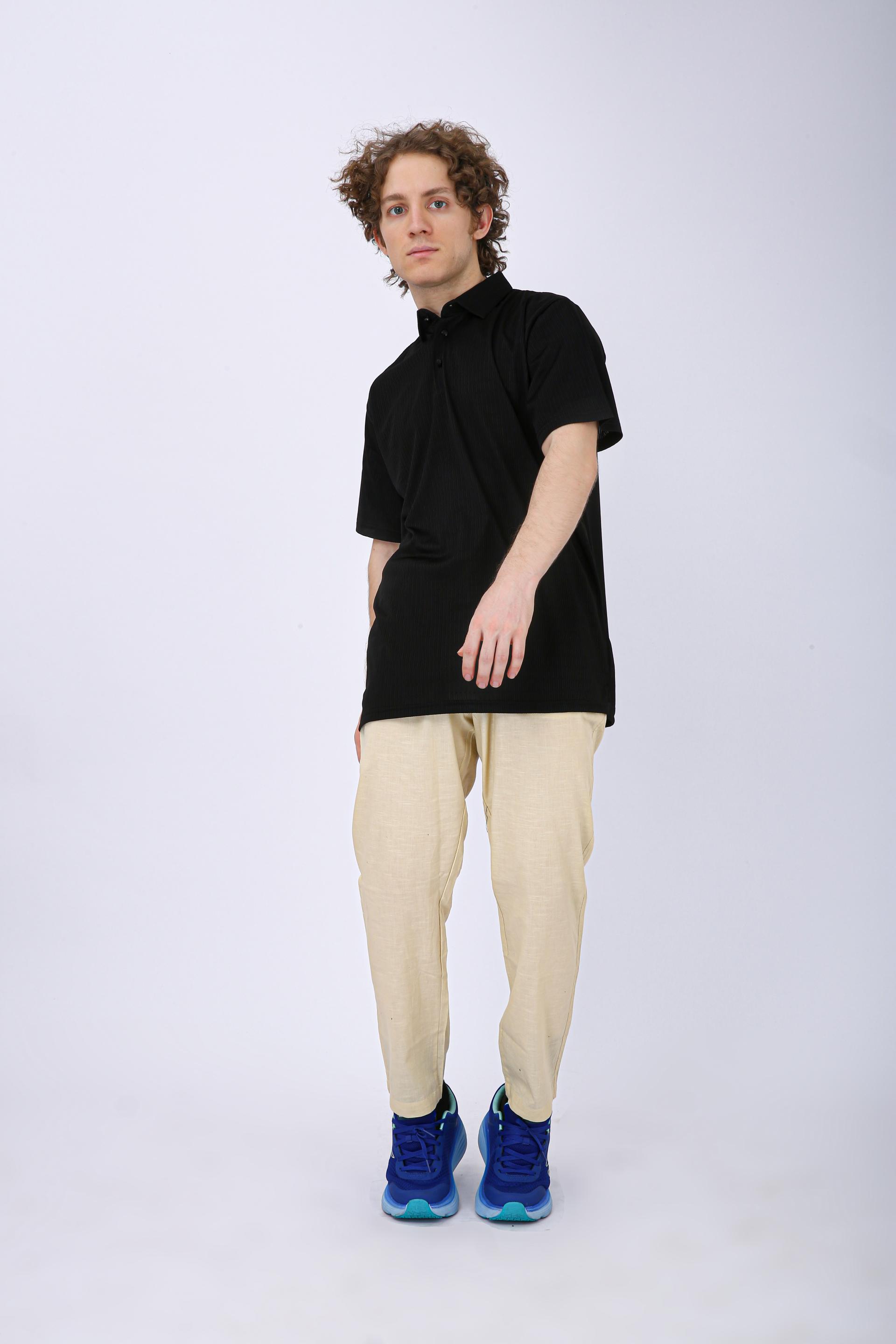 Men's Premium Textured Polo T-Shirt - Black