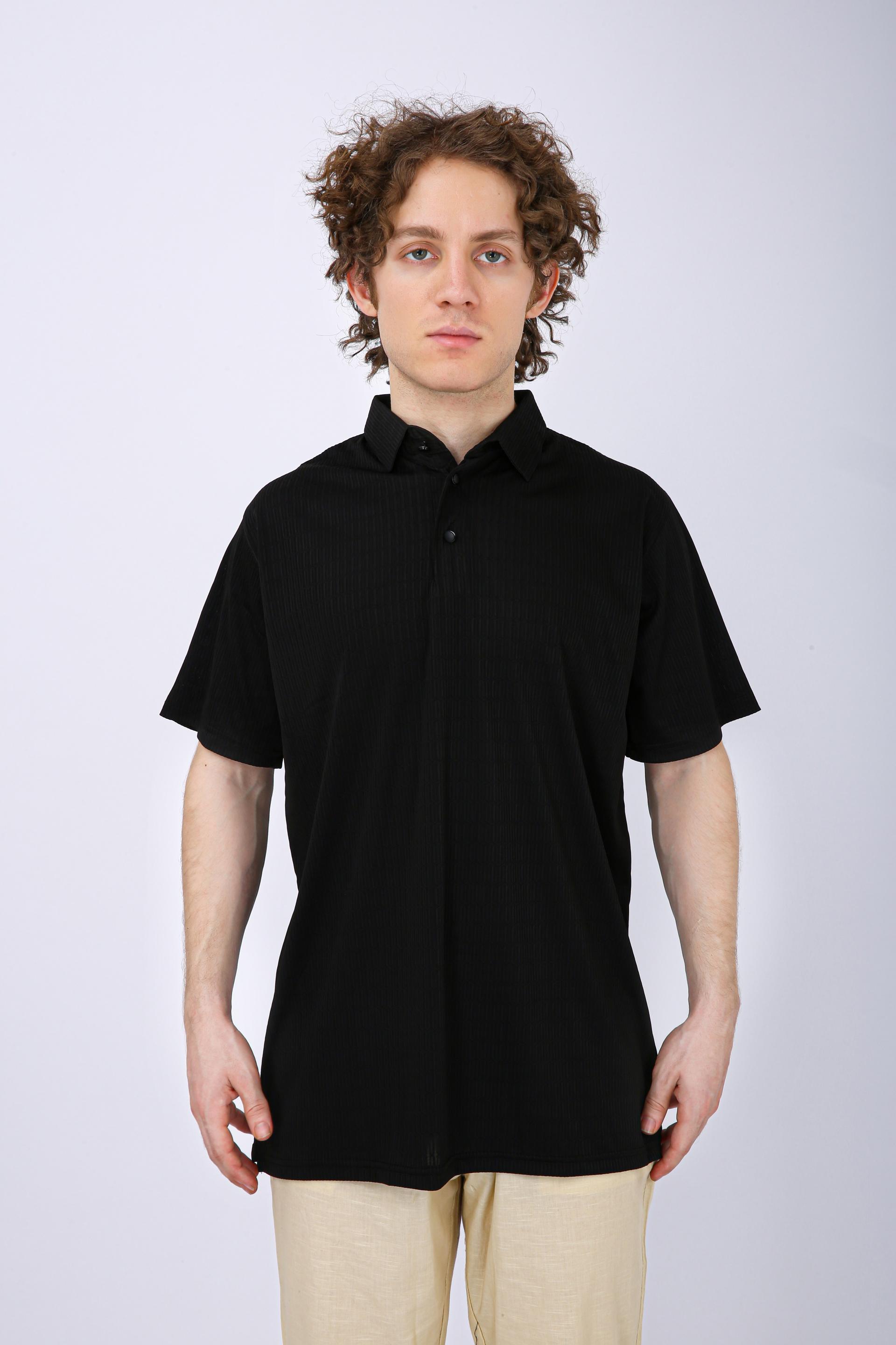 Men's Premium Textured Polo T-Shirt - Black