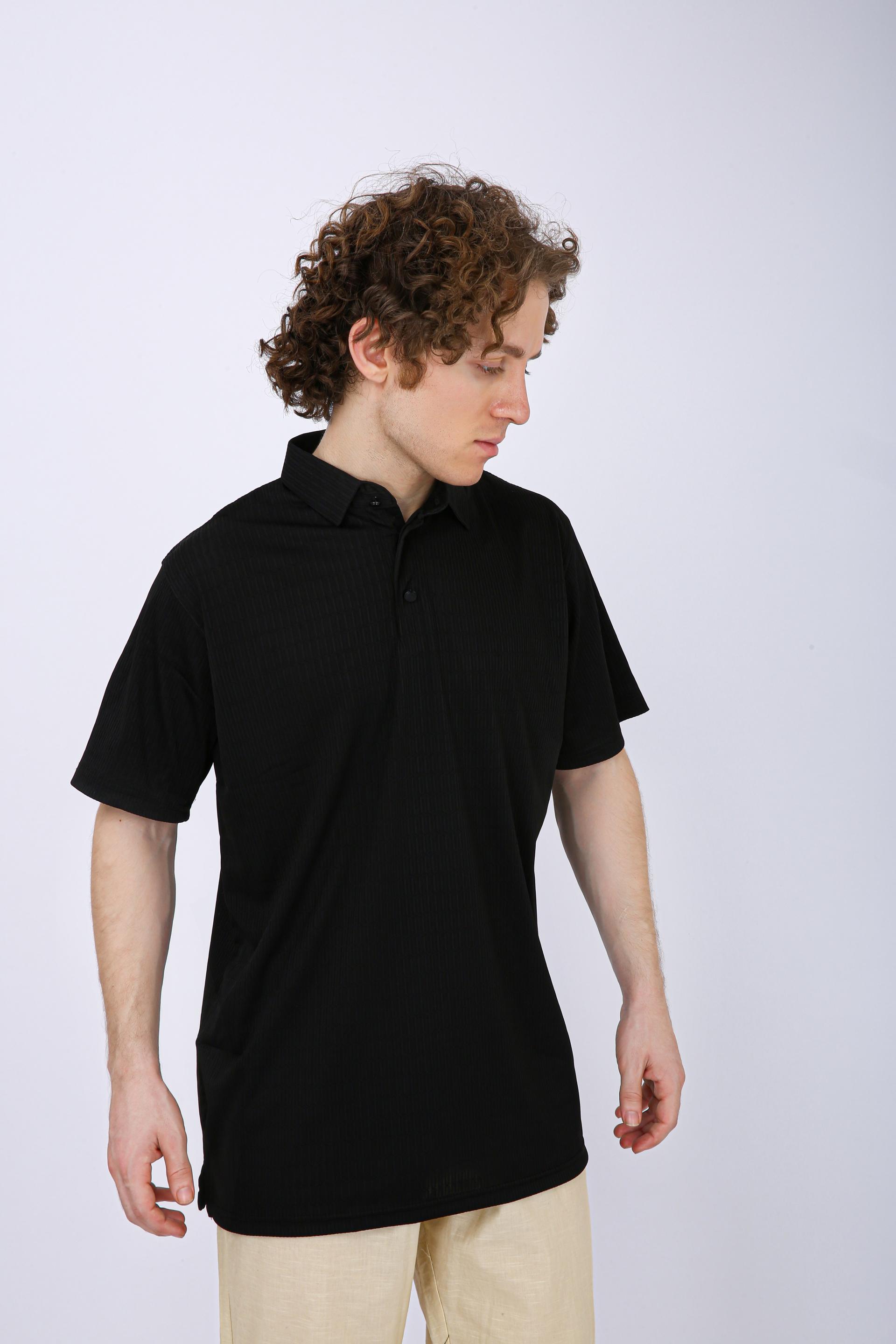 Men's Premium Textured Polo T-Shirt - Black