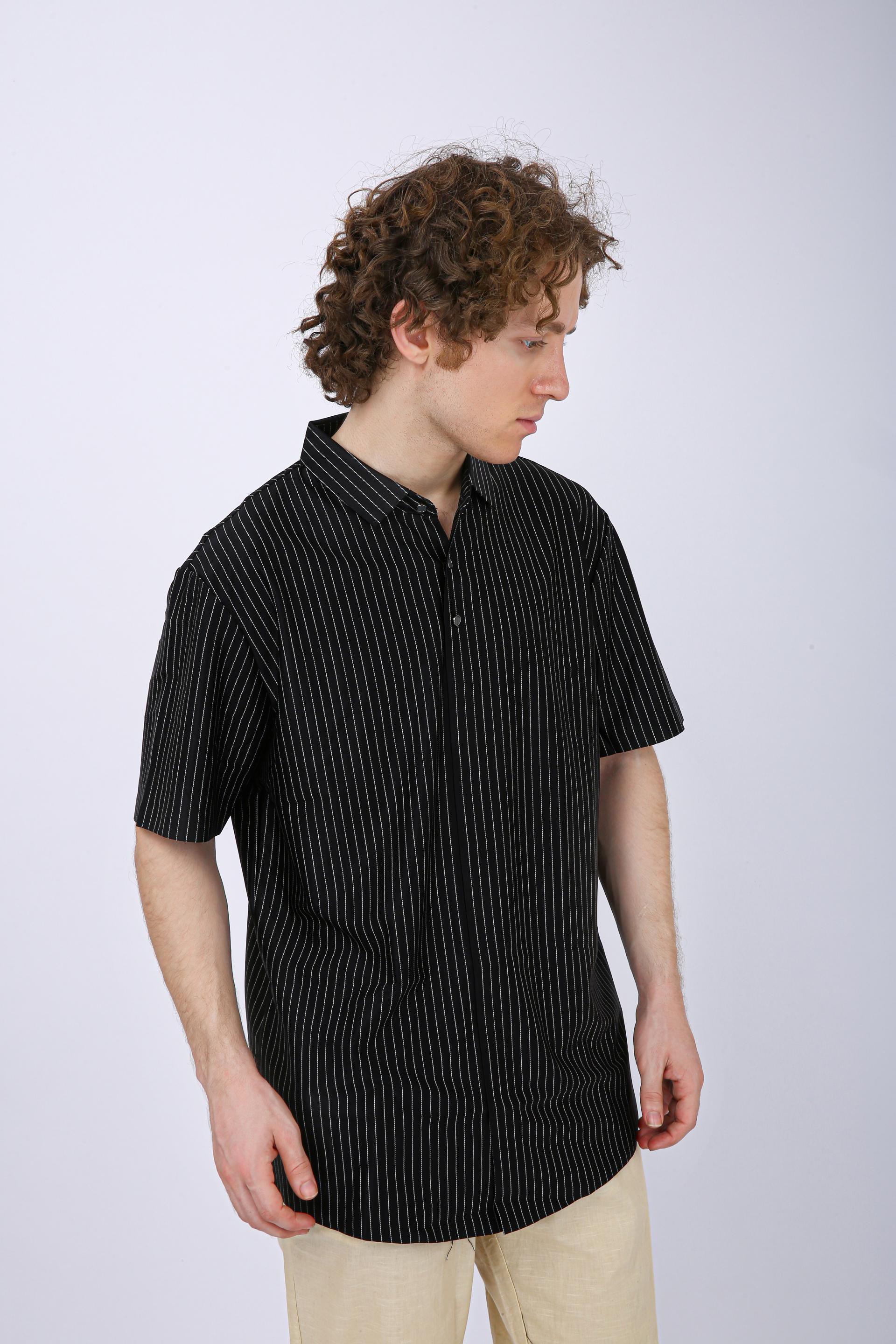 Premium Pinstripe Polo T-Shirt - Black