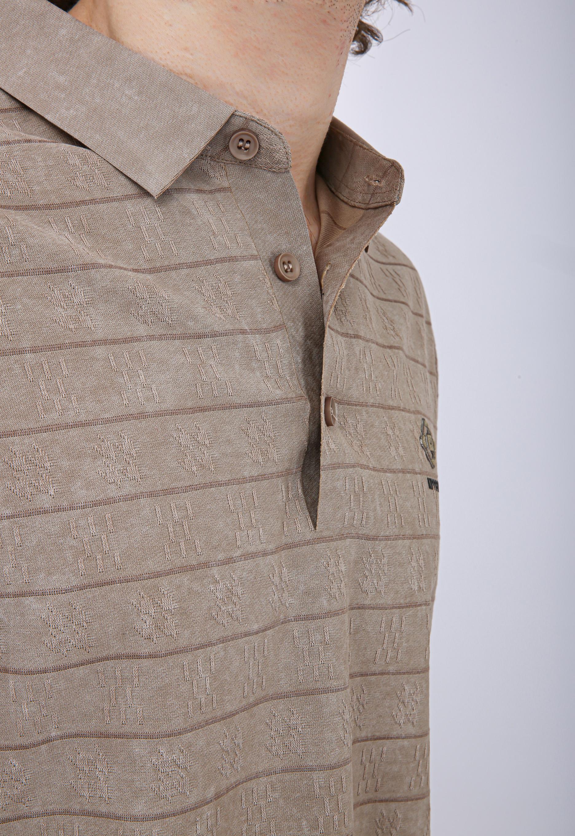 Men's Premium Textured Striped Polo T-Shirt - Chiku