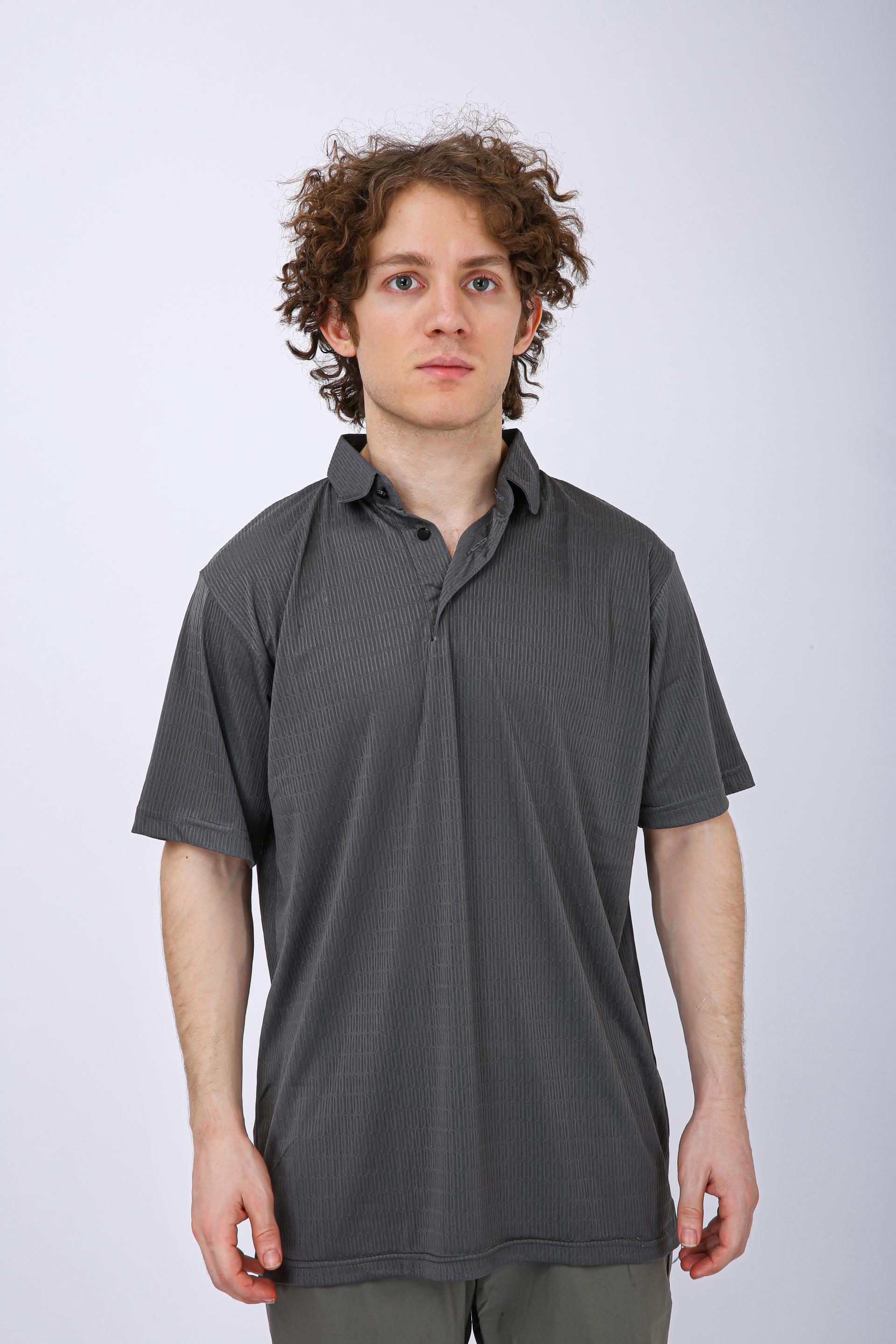 Men's Premium Textured Polo T-Shirt - Grey
