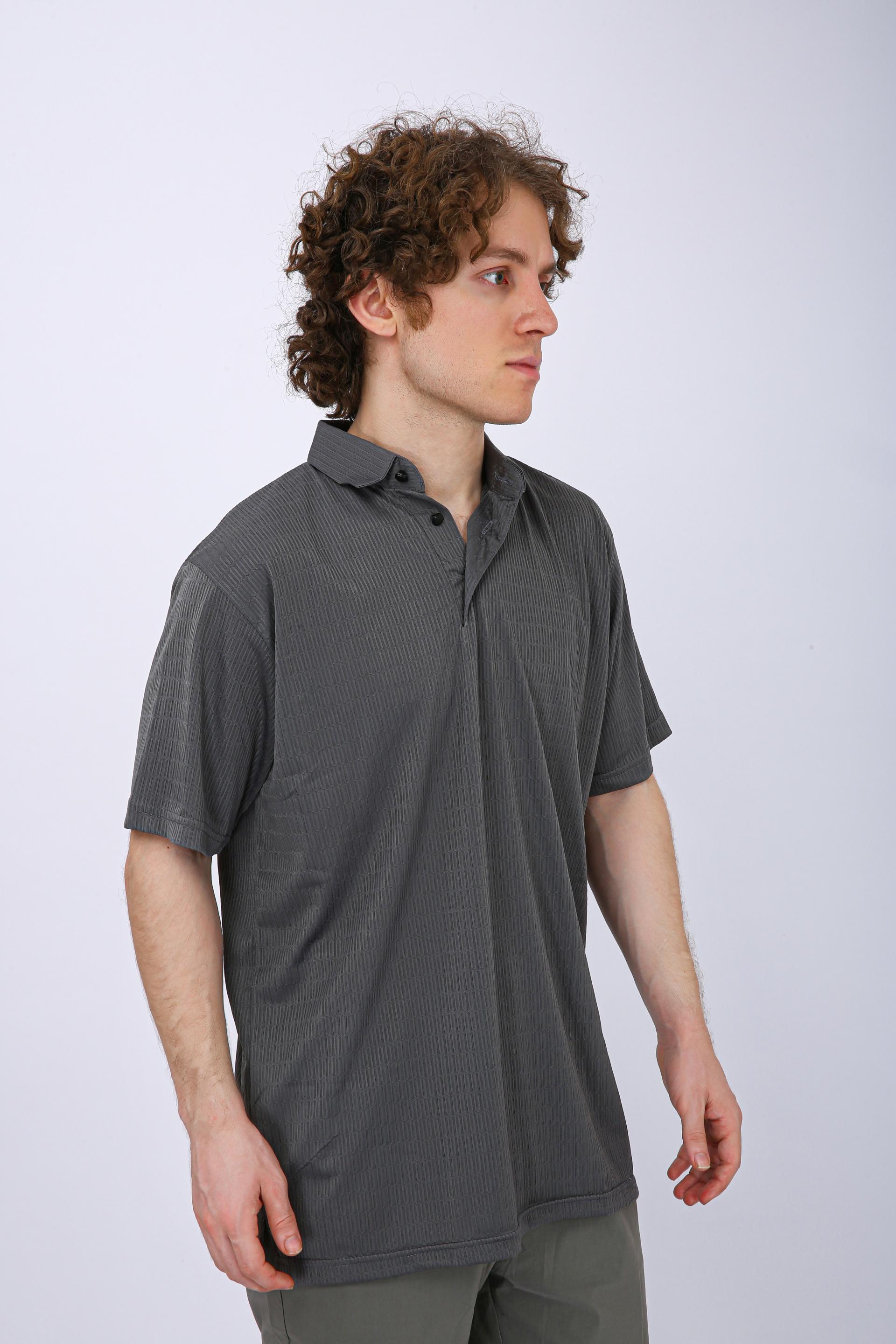 Men's Premium Textured Polo T-Shirt - Grey