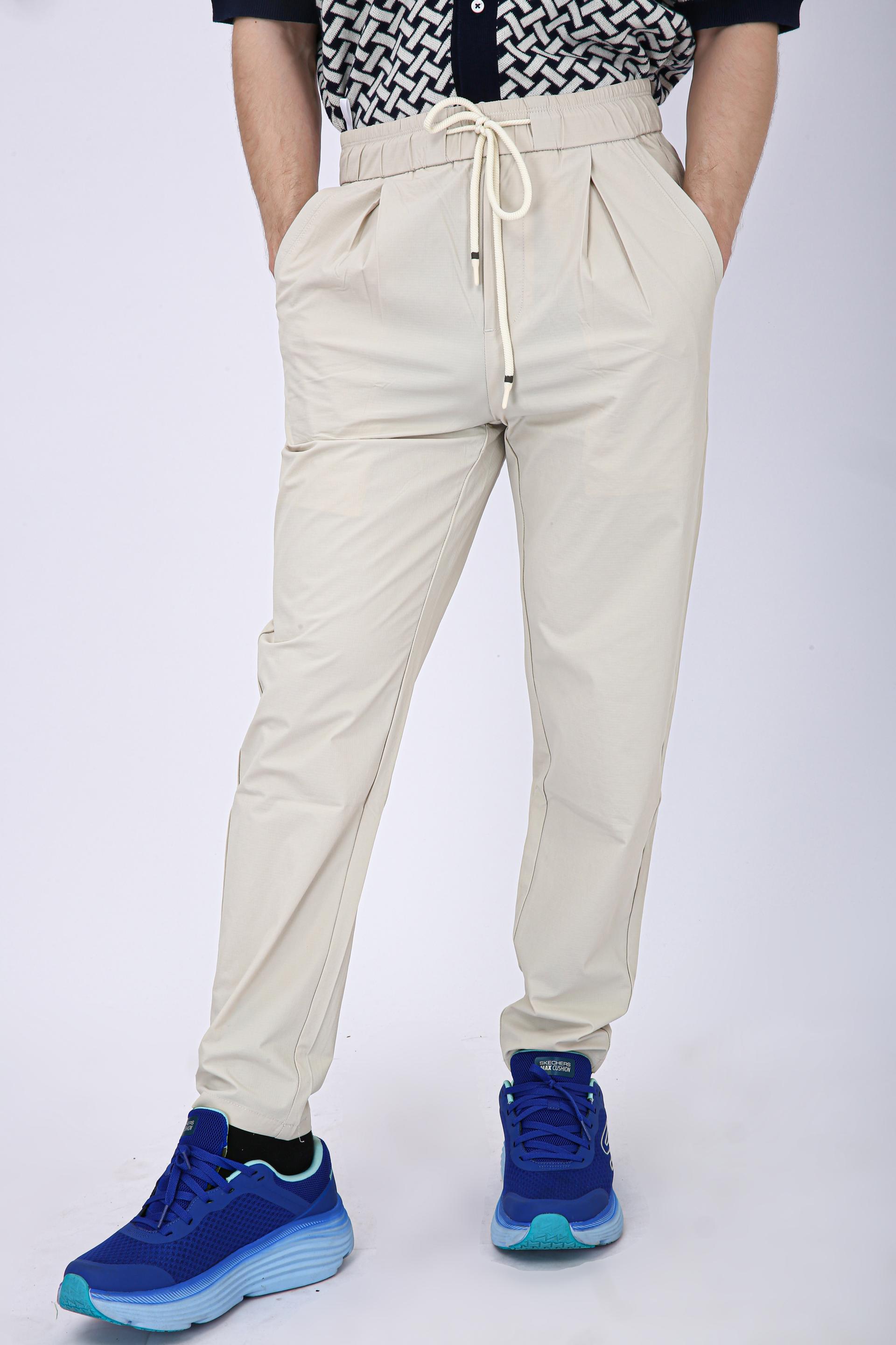 Men's Premium Drawstring Casual Trousers - Off White