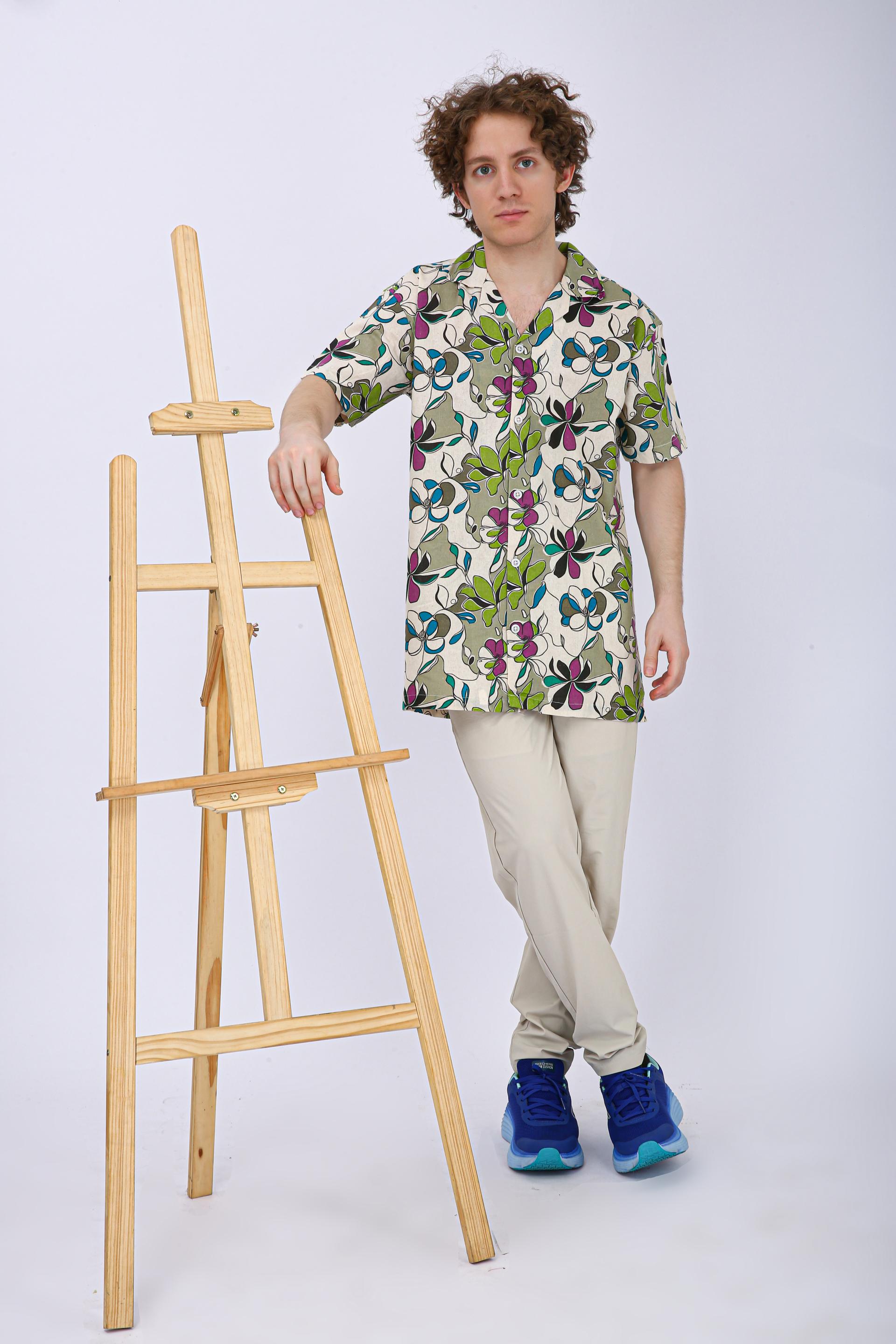 Premium Cuban Collar Patch Pocket Shirt - Purple