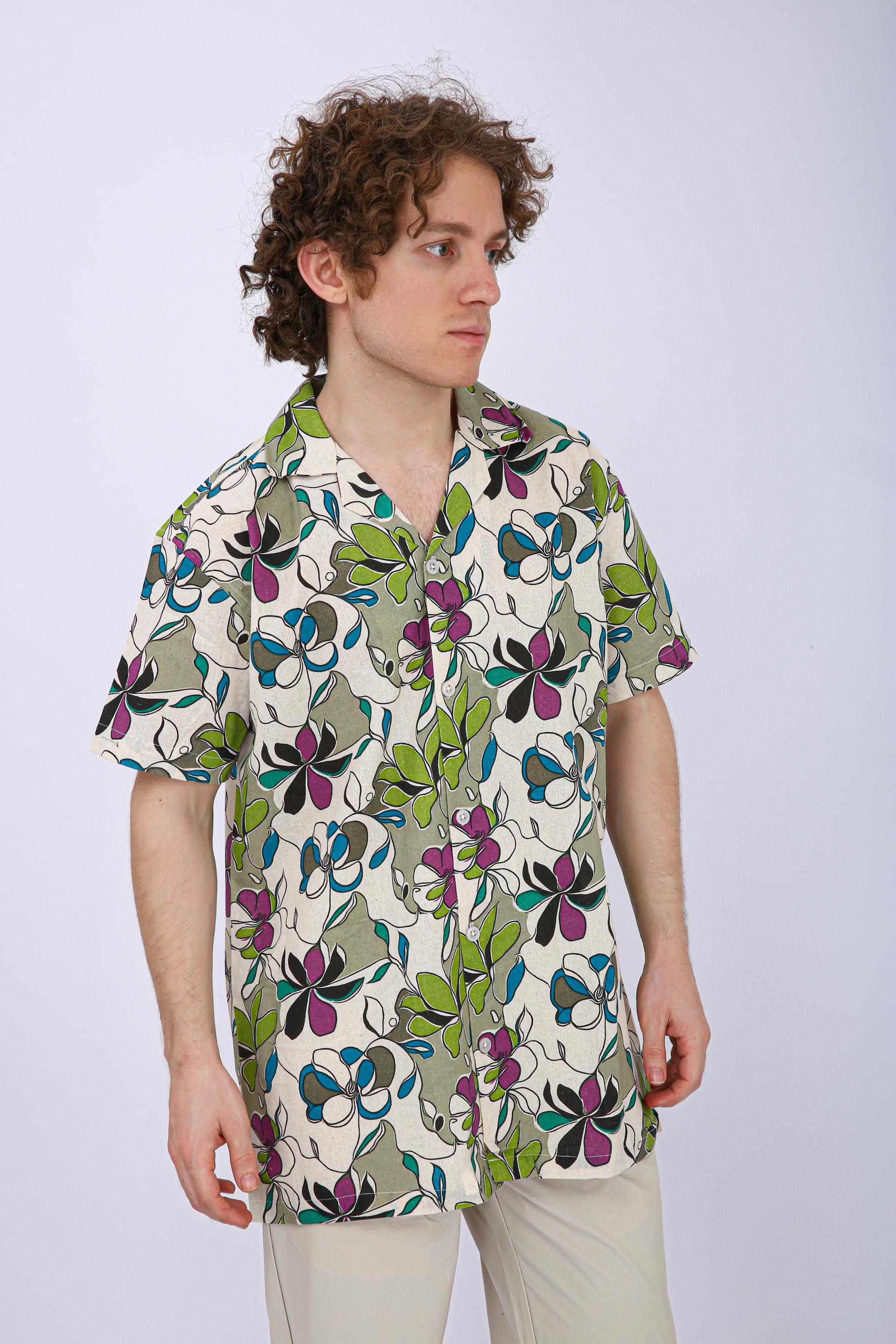 Premium Cuban Collar Patch Pocket Shirt - Purple