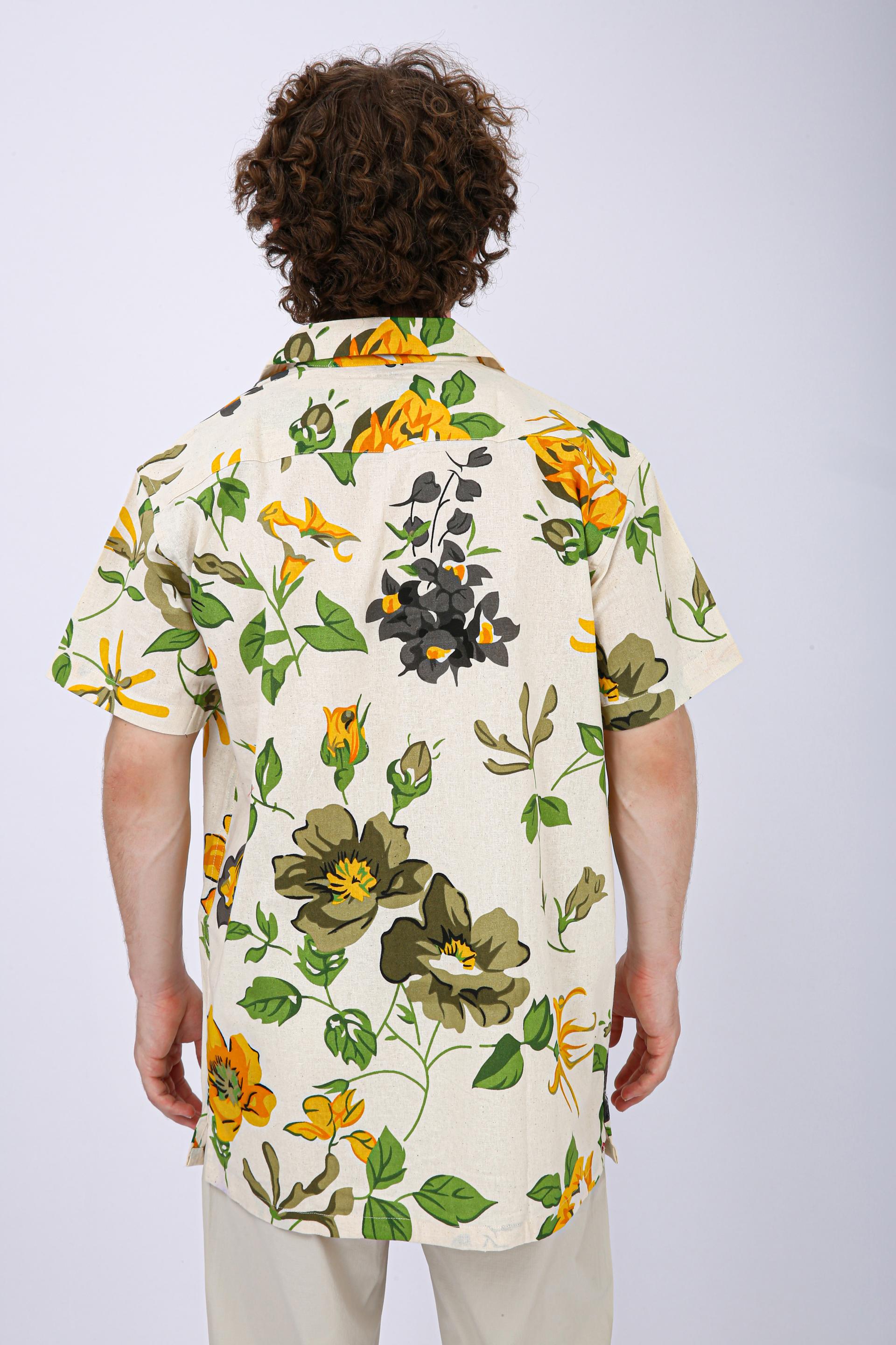 Premium Cuban Collar Patch Pocket Shirt - Yellow