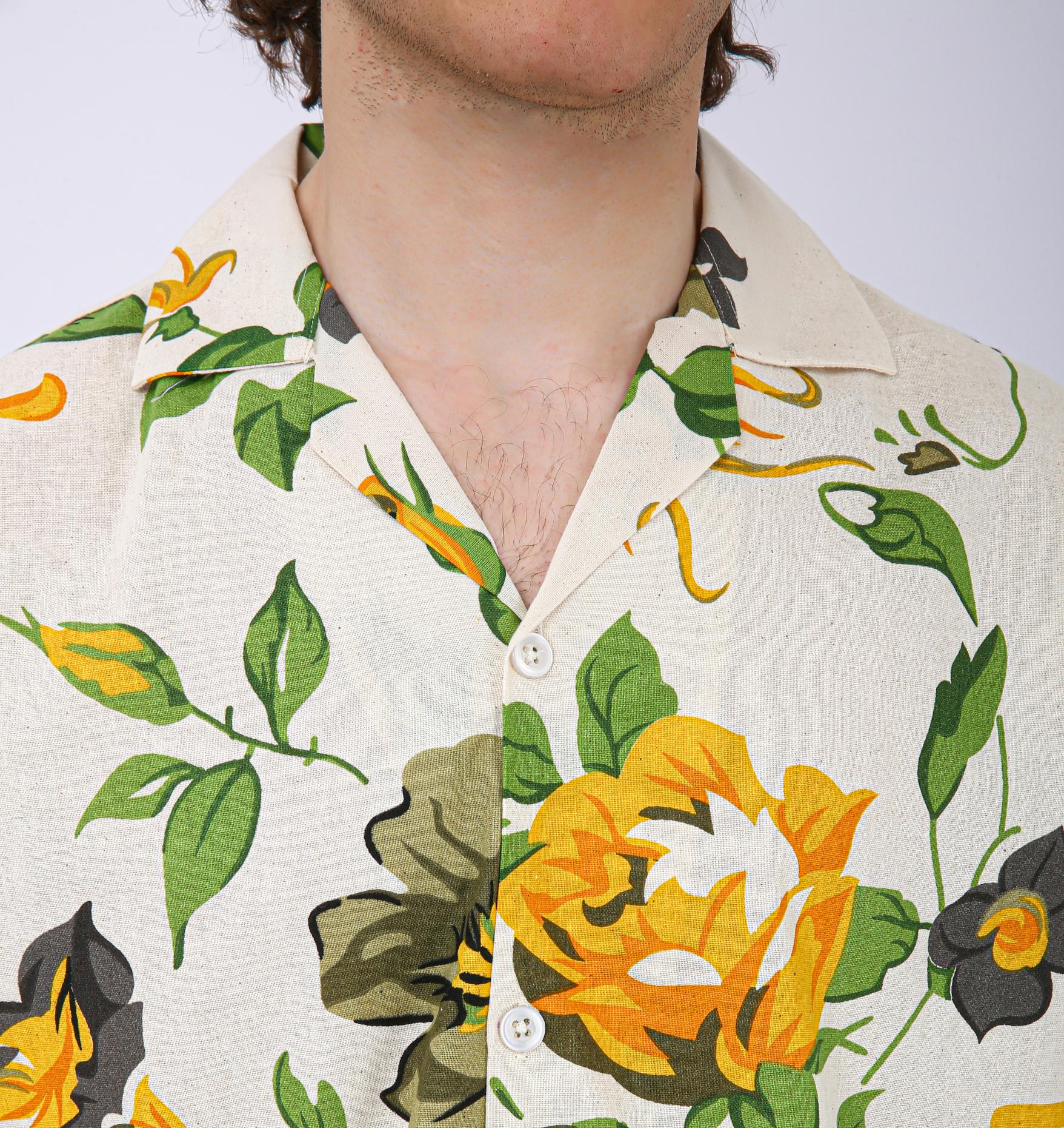 Premium Cuban Collar Patch Pocket Shirt - Yellow