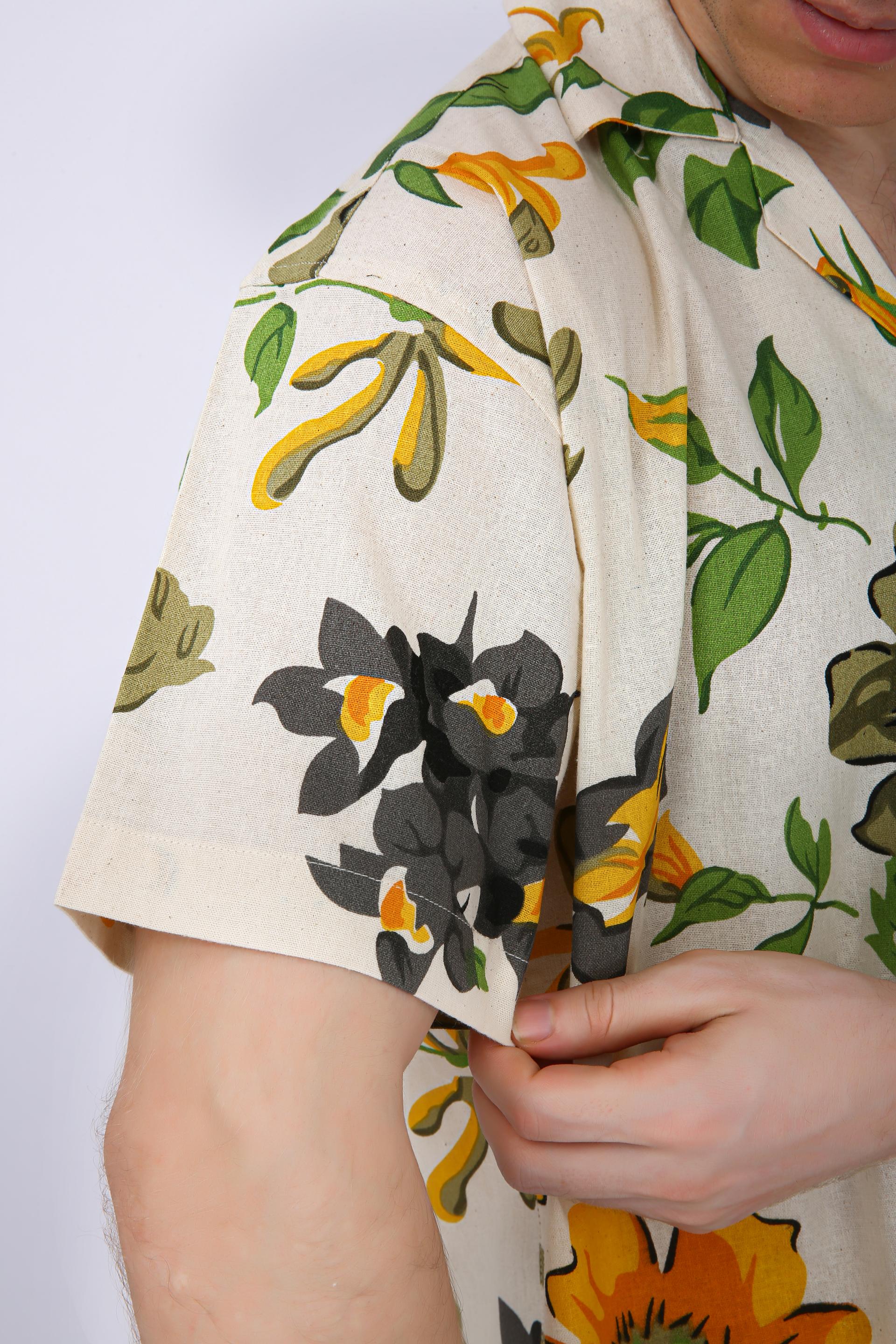 Premium Cuban Collar Patch Pocket Shirt - Yellow