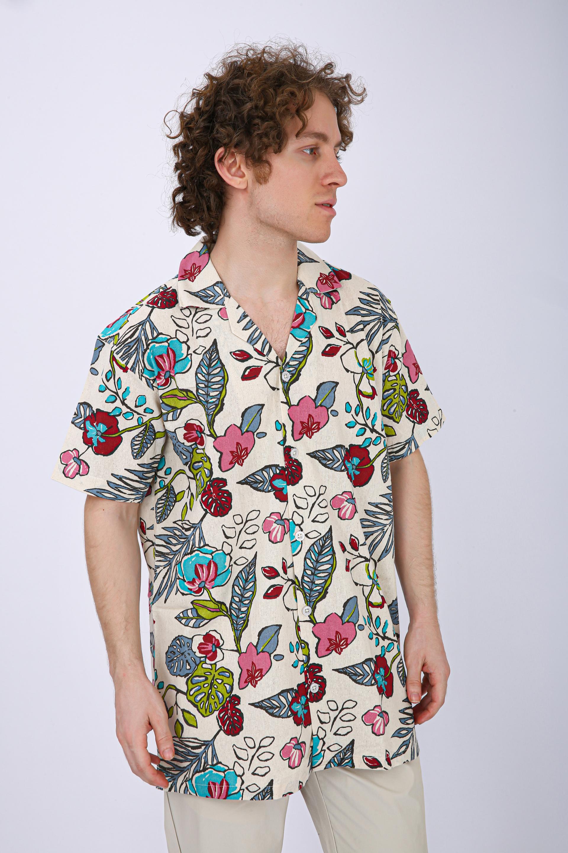 Premium Cuban Collar Patch Pocket Shirt - Pink