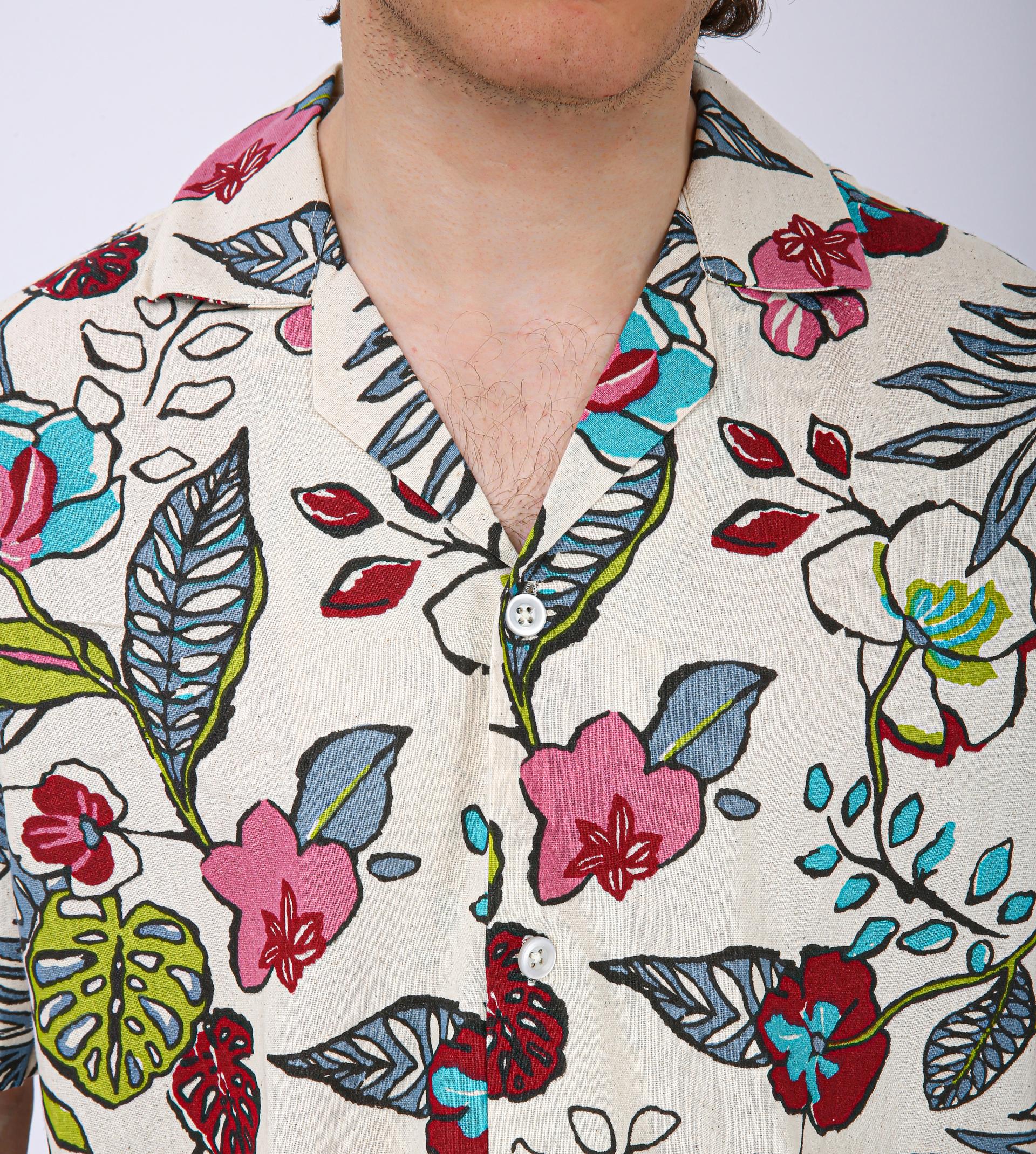 Premium Cuban Collar Patch Pocket Shirt - Pink