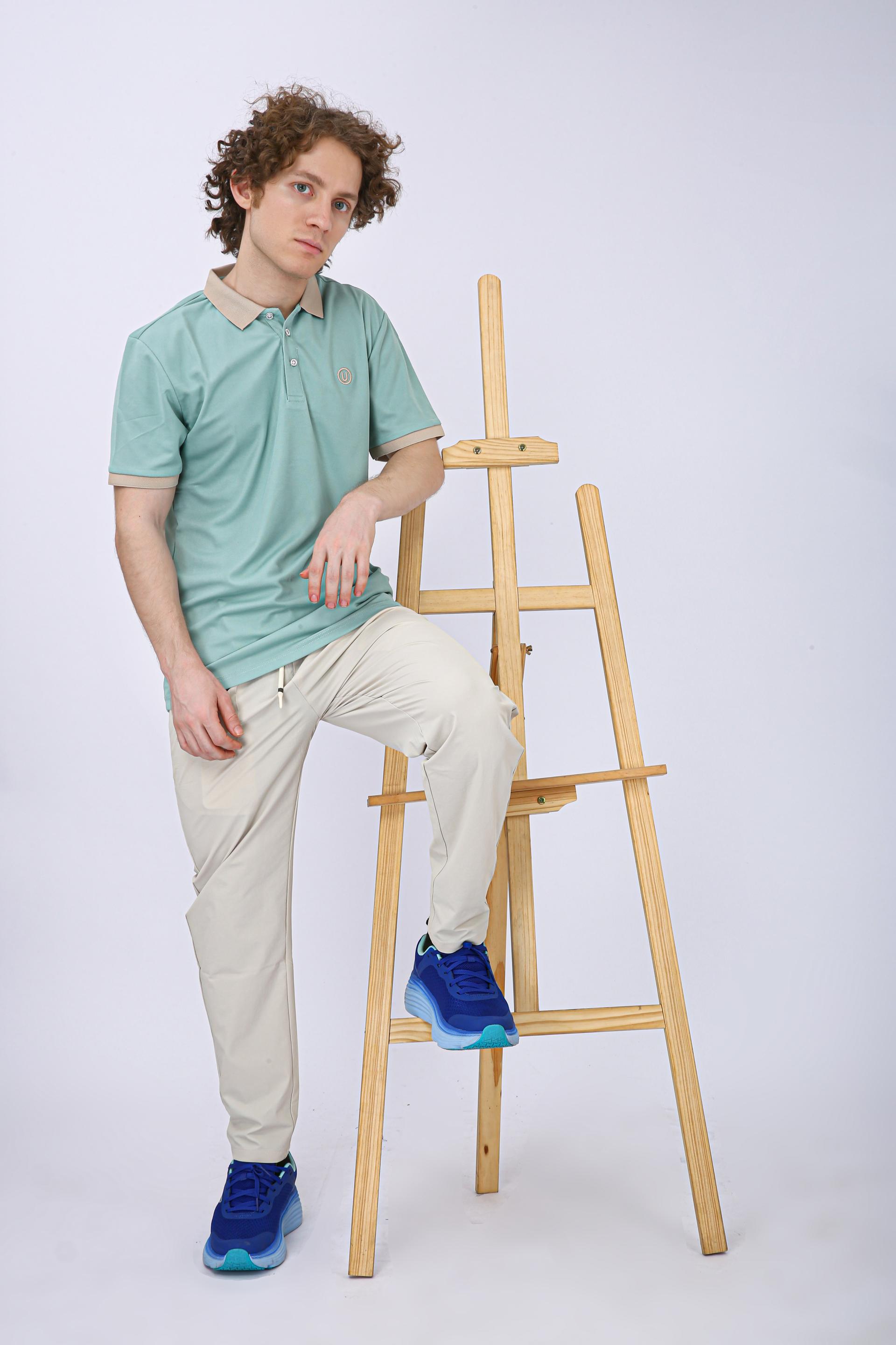 Men's Premium Contrast Collar Polo T-Shirt - Olive