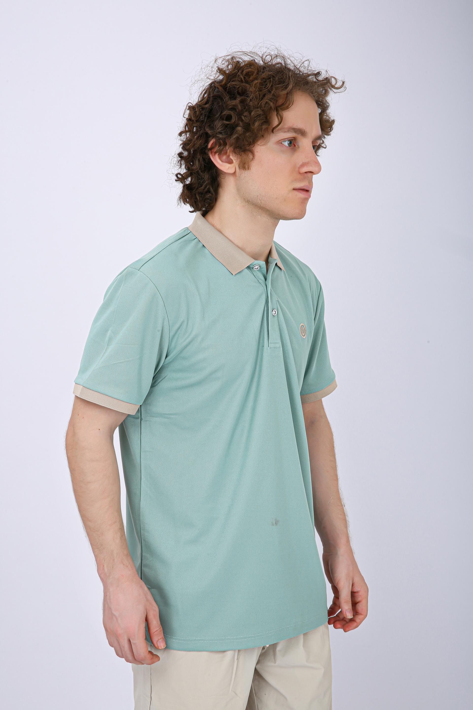 Men's Premium Contrast Collar Polo T-Shirt - Olive