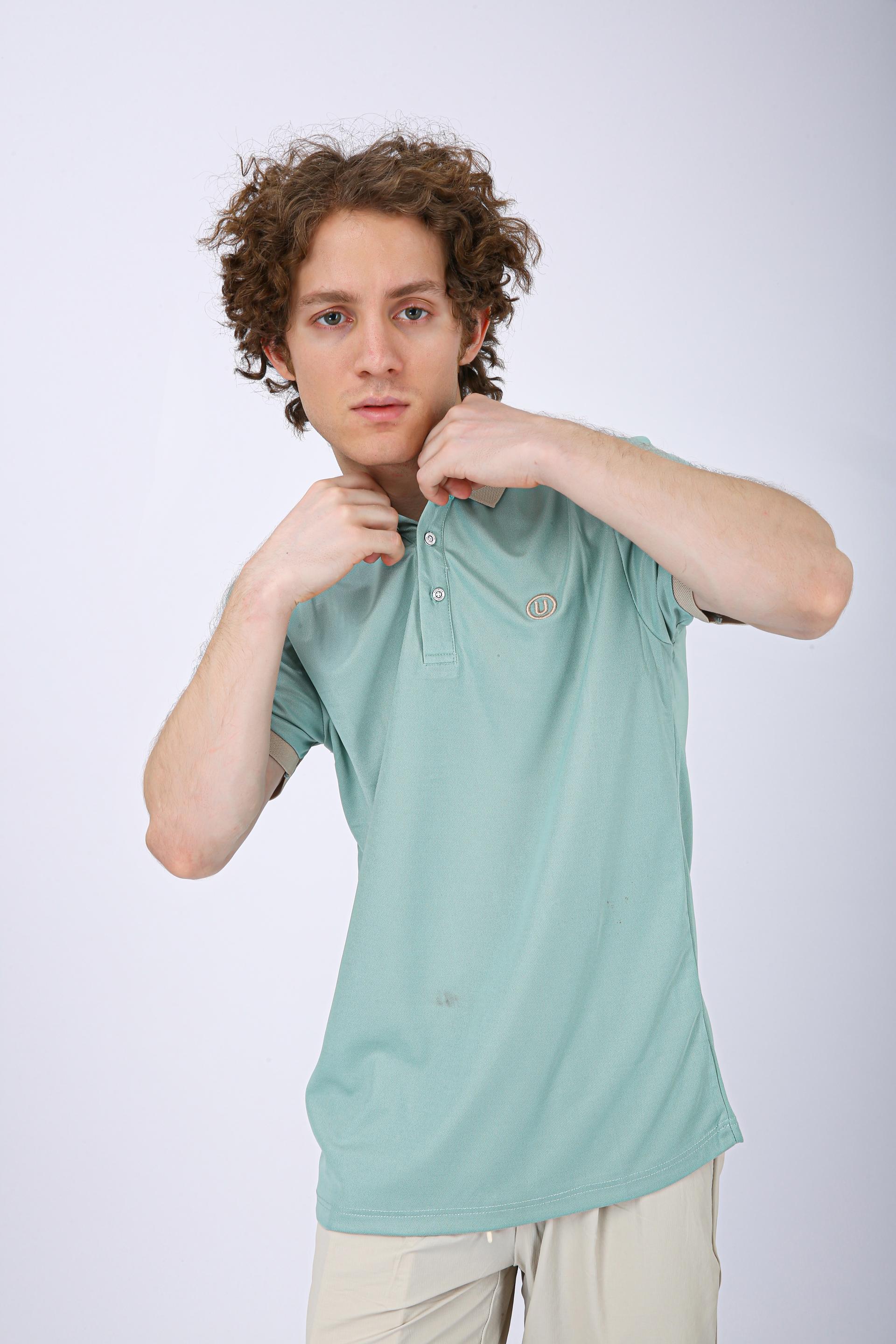 Men's Premium Contrast Collar Polo T-Shirt - Olive