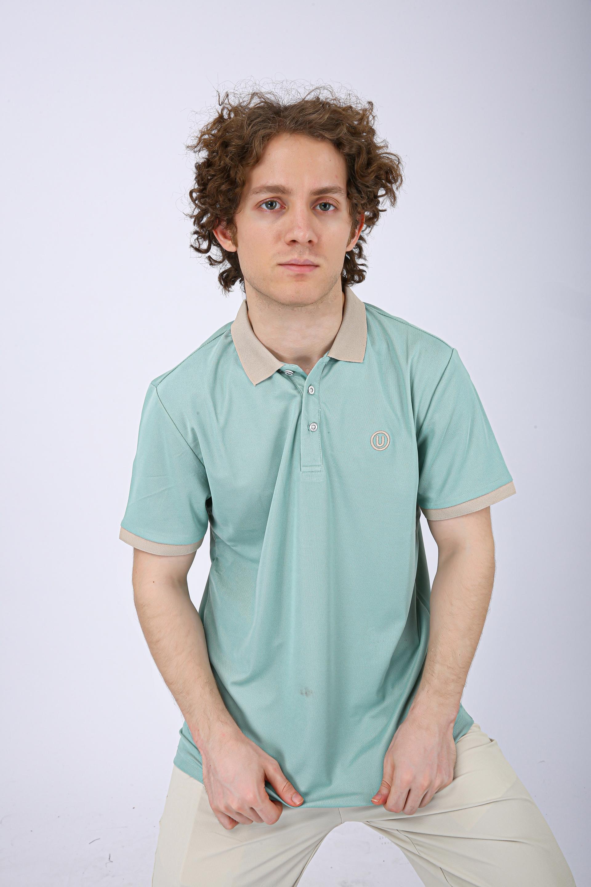 Men's Premium Contrast Collar Polo T-Shirt - Olive