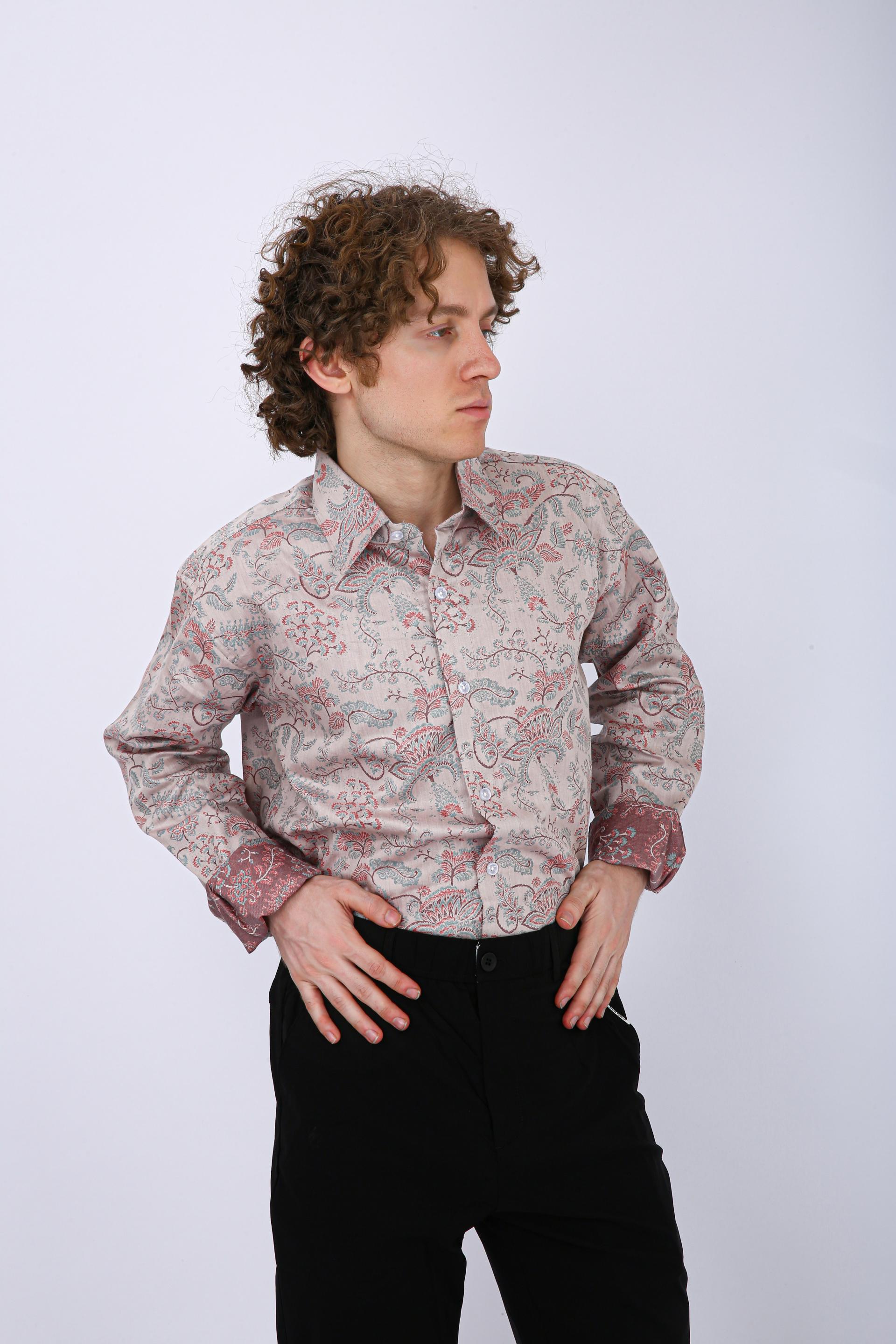 Premium Geometric Printed Casual Shirt - Beige