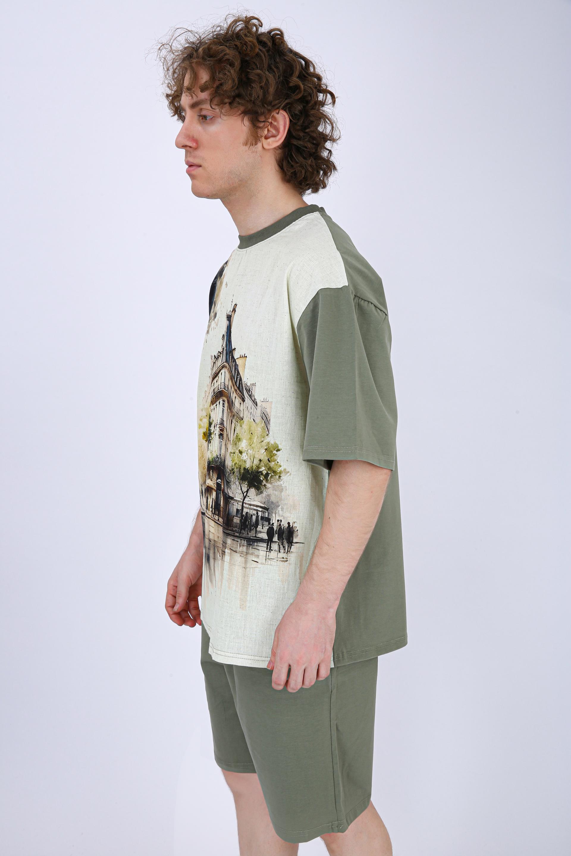 Premium Printed Co-Ord Set - Olive Green