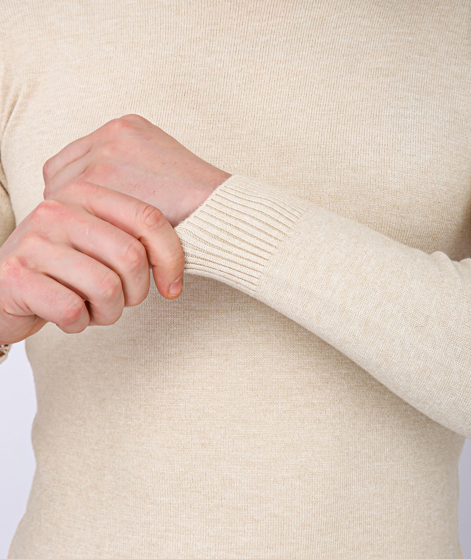 Men's Premium Diamond Knit Turtleneck Sweater - Cream Plain Short Neck