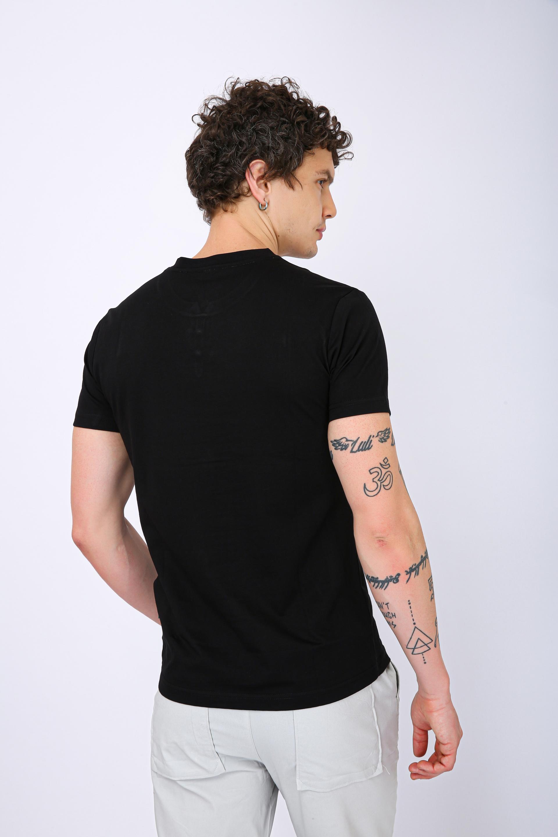 Men's Premium Henley Crew Neck T-Shirt - Black