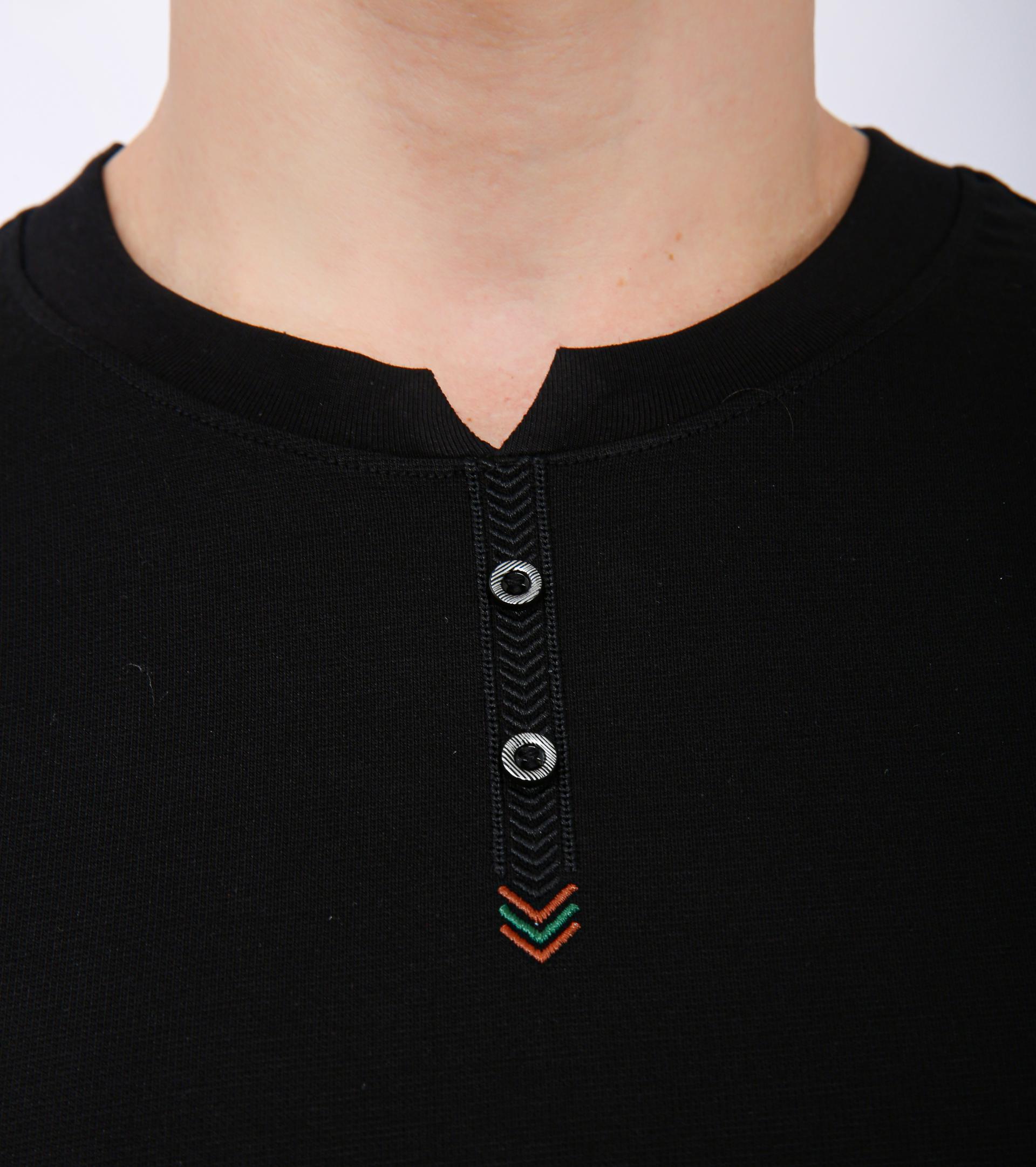Men's Premium Henley Crew Neck T-Shirt - Black