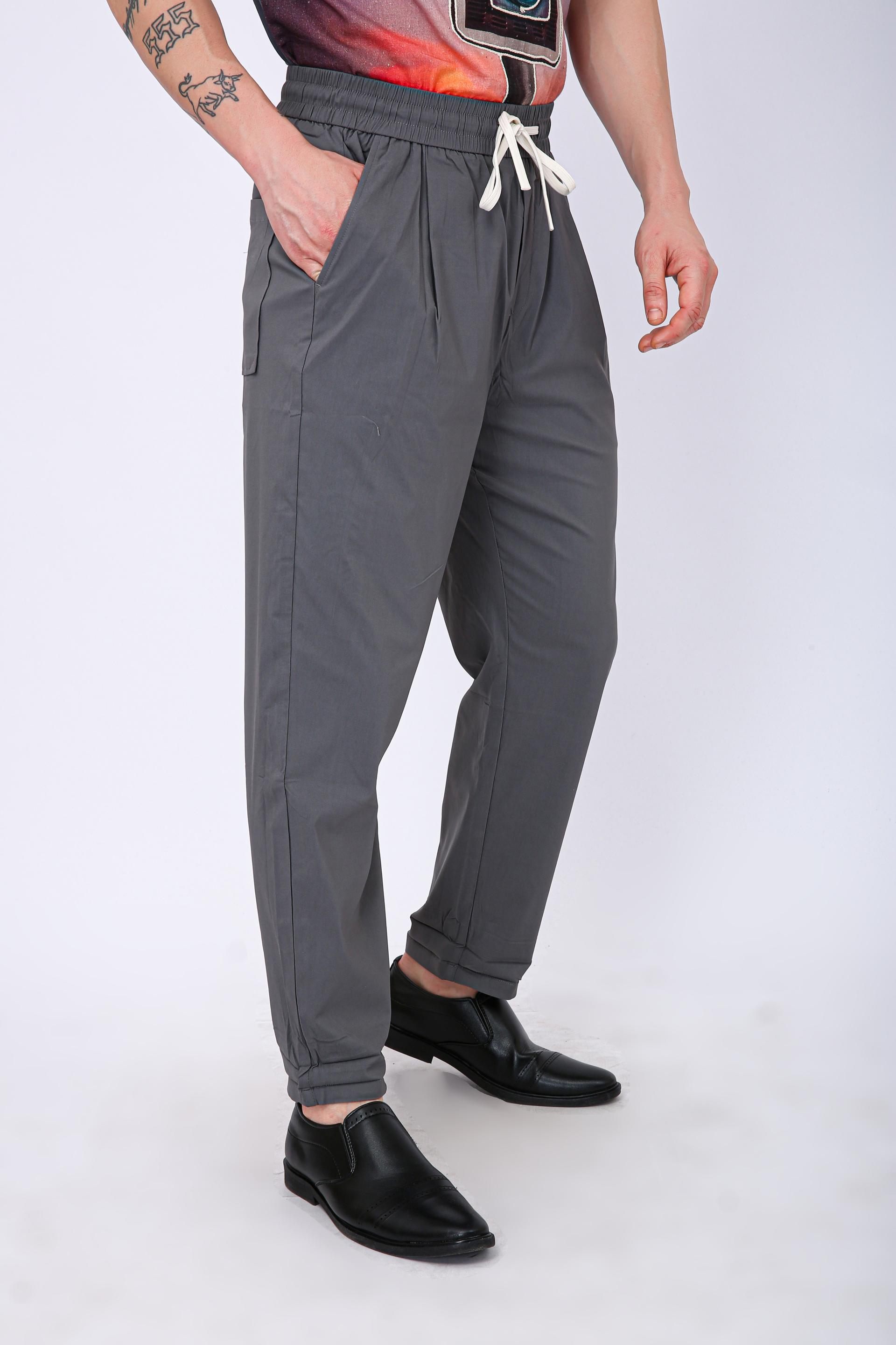 Men's Premium Drawstring Casual Trousers - Steel Grey