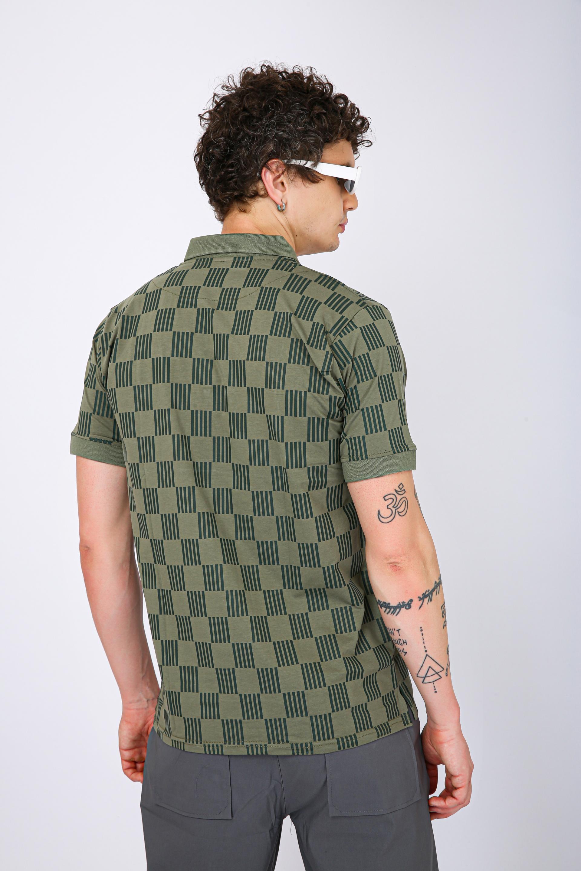 Men's Premium Printed Polo T-Shirt - Green