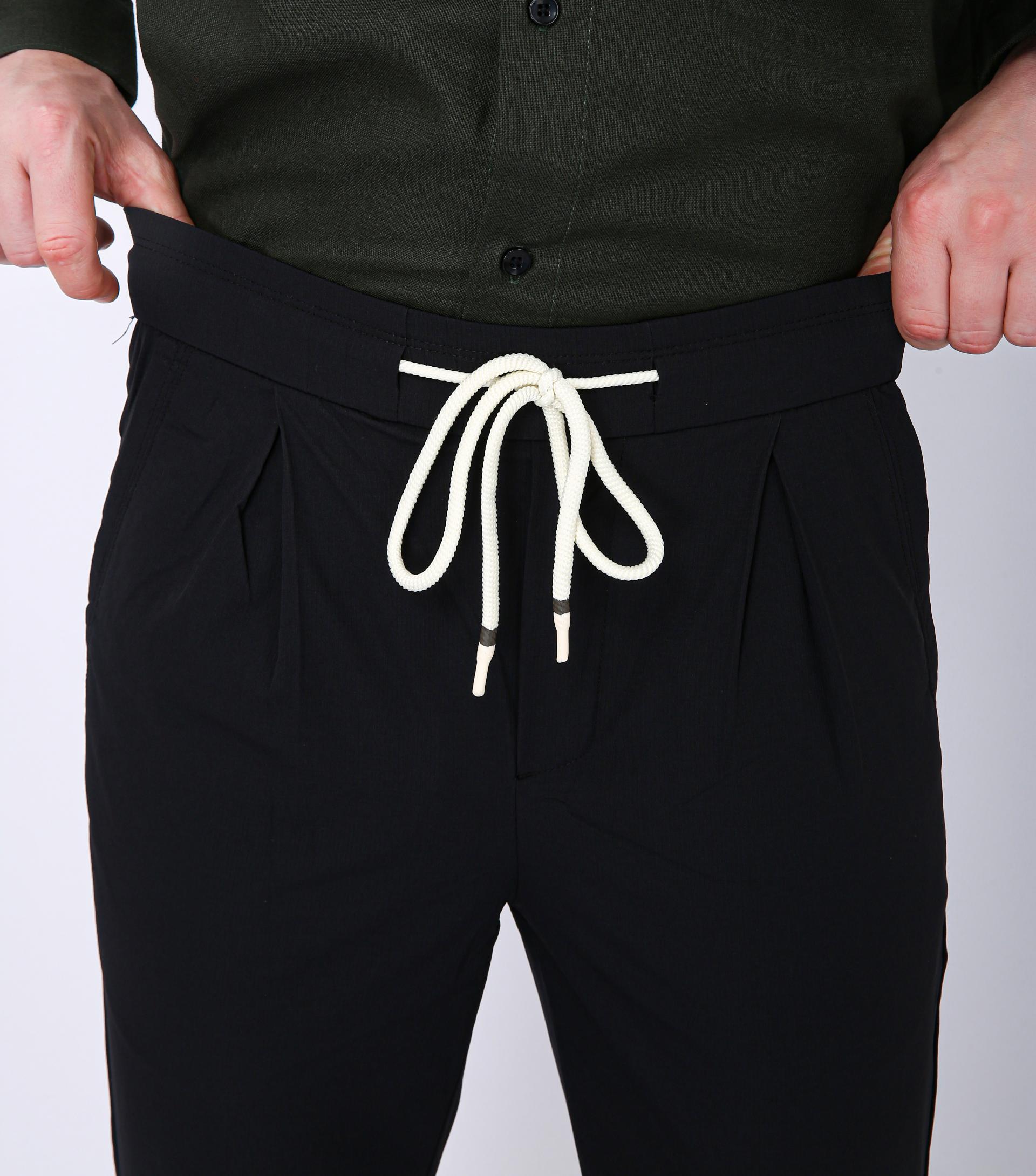 Men's Premium Drawstring Casual Trousers - Dark Grey