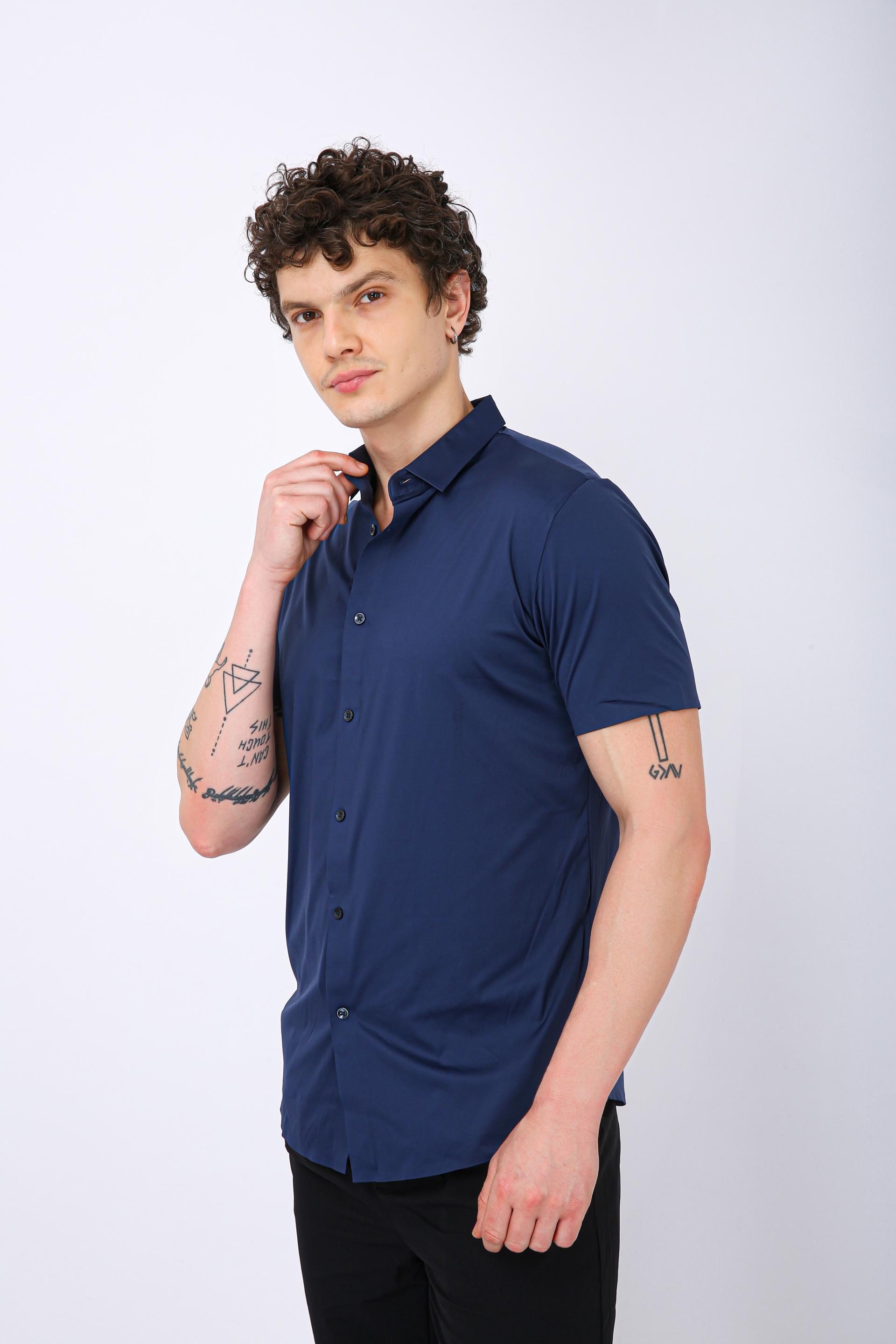 Men's Premium Solid Half Formal Shirt - Blue