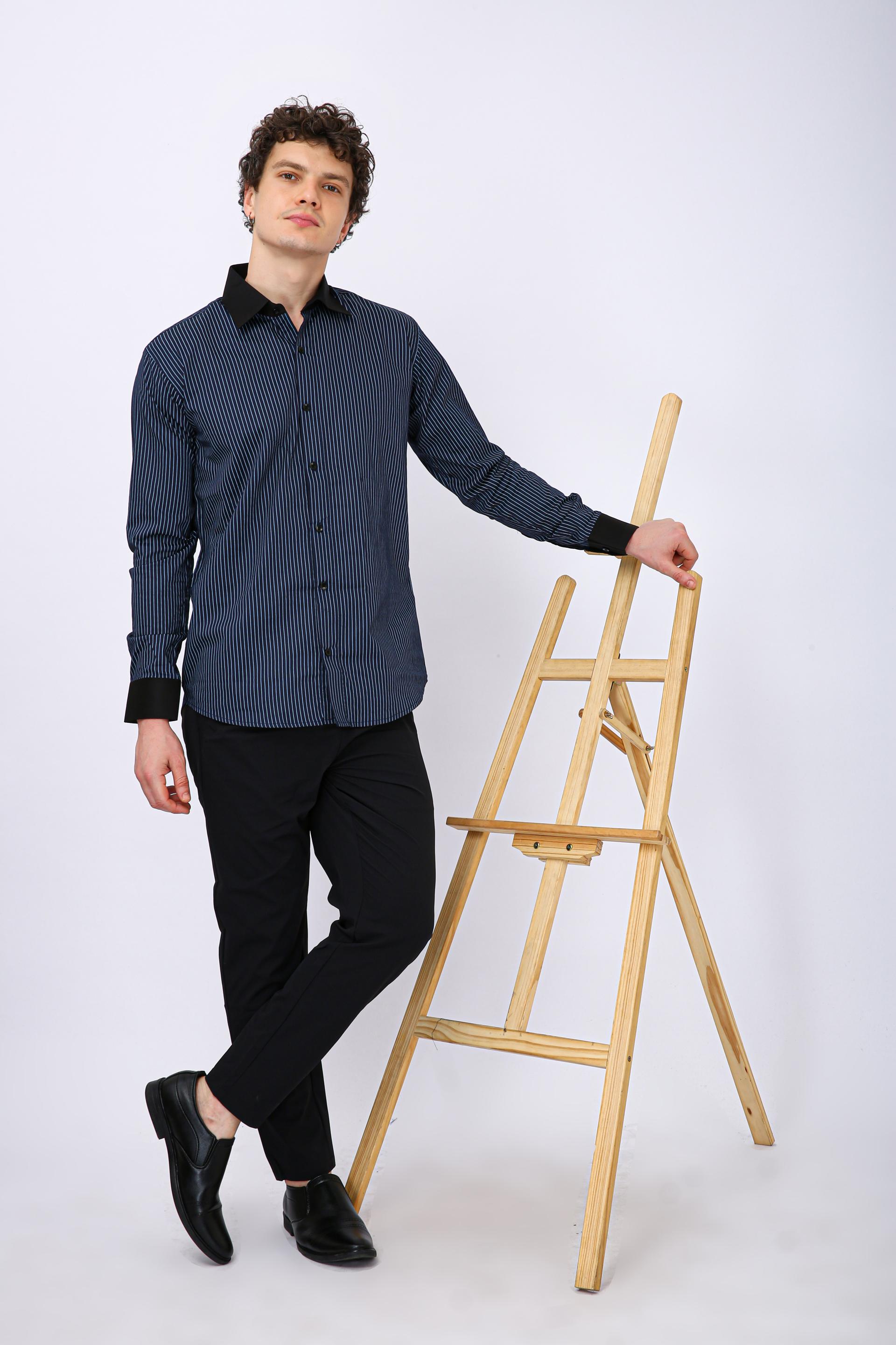 Premium Striped Formal Full Sleeve Shirt - Blue