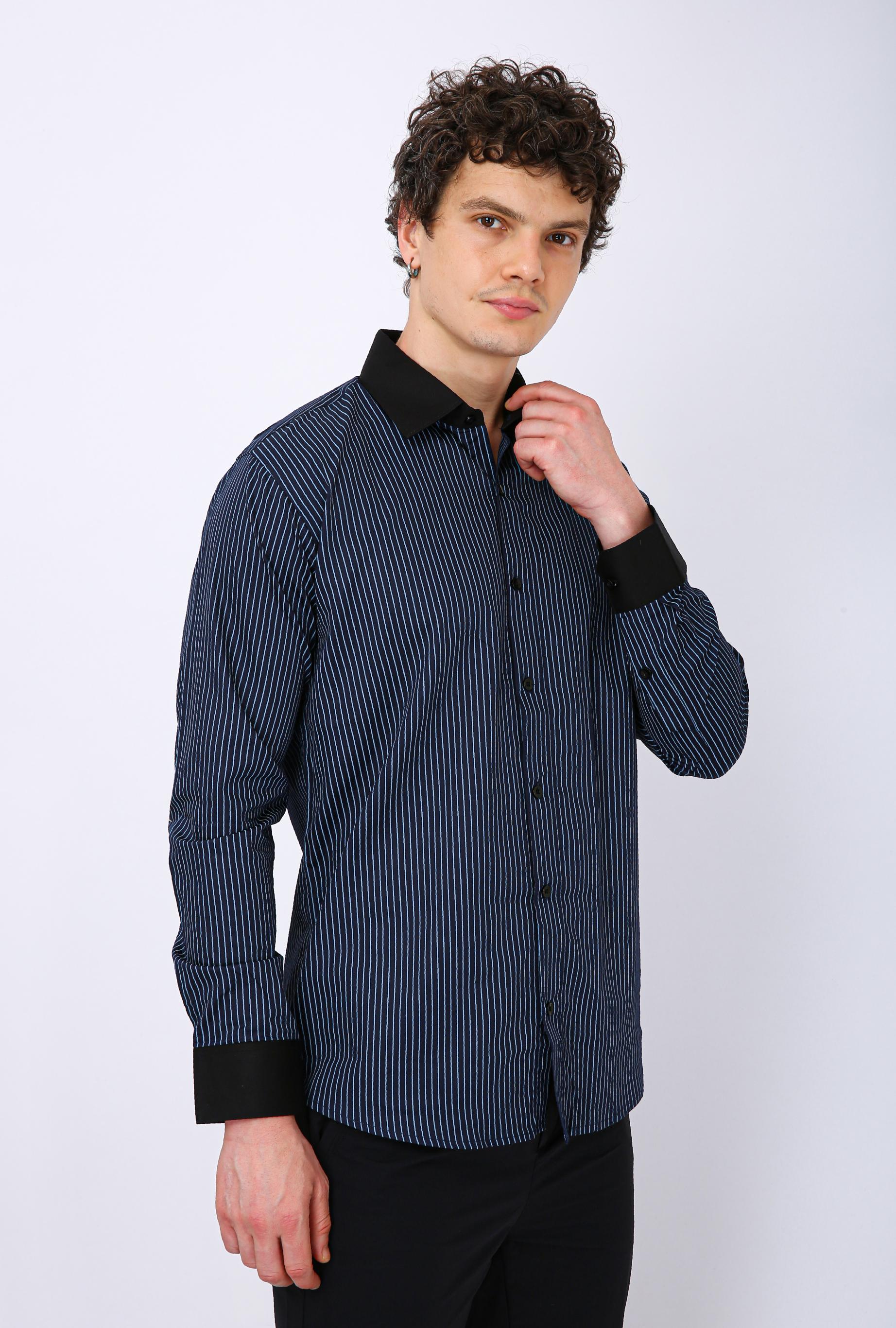 Premium Striped Formal Full Sleeve Shirt - Blue