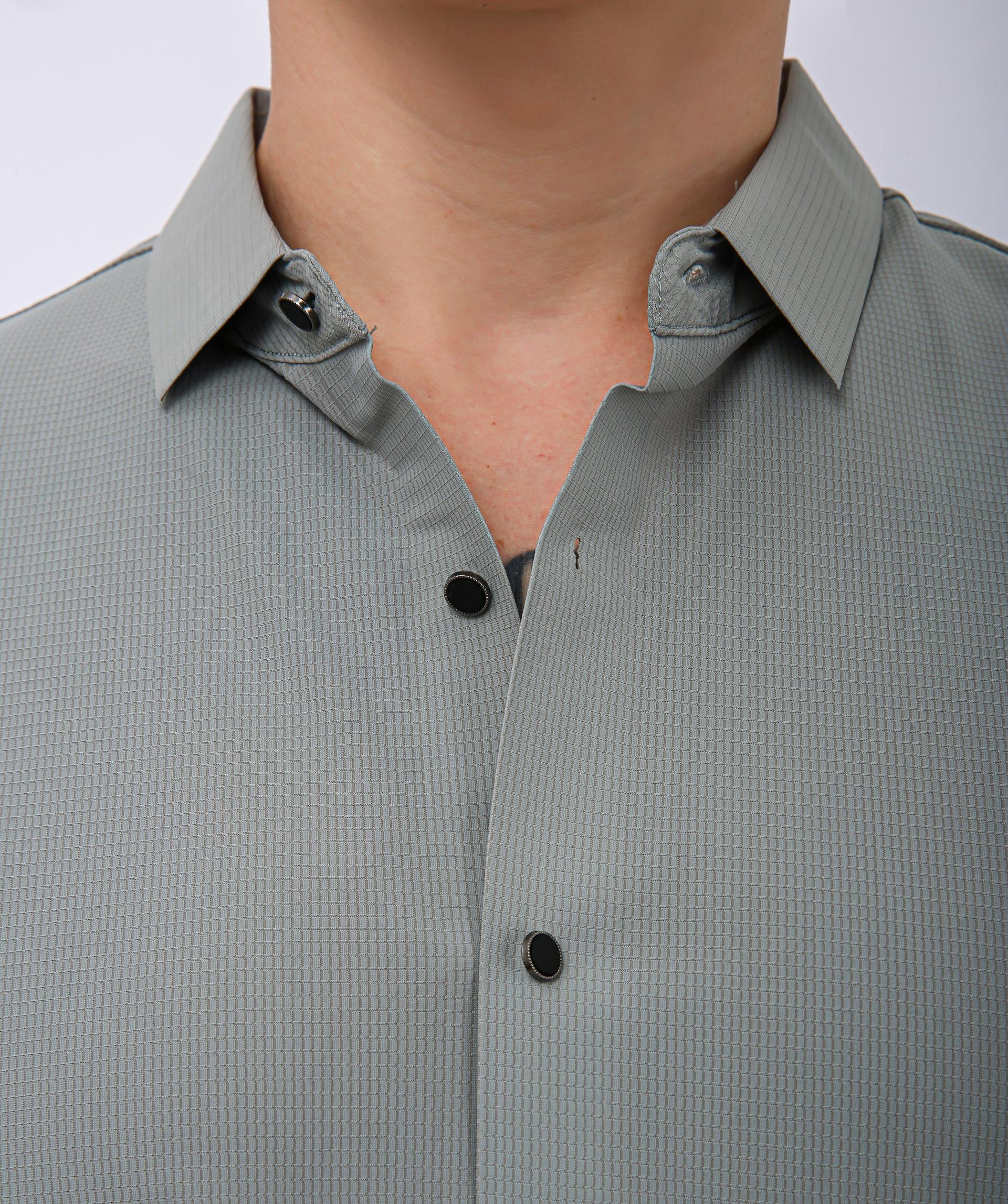 Men's Premium Solid Textured Casual Half Sleeve Shirt - Light Blue