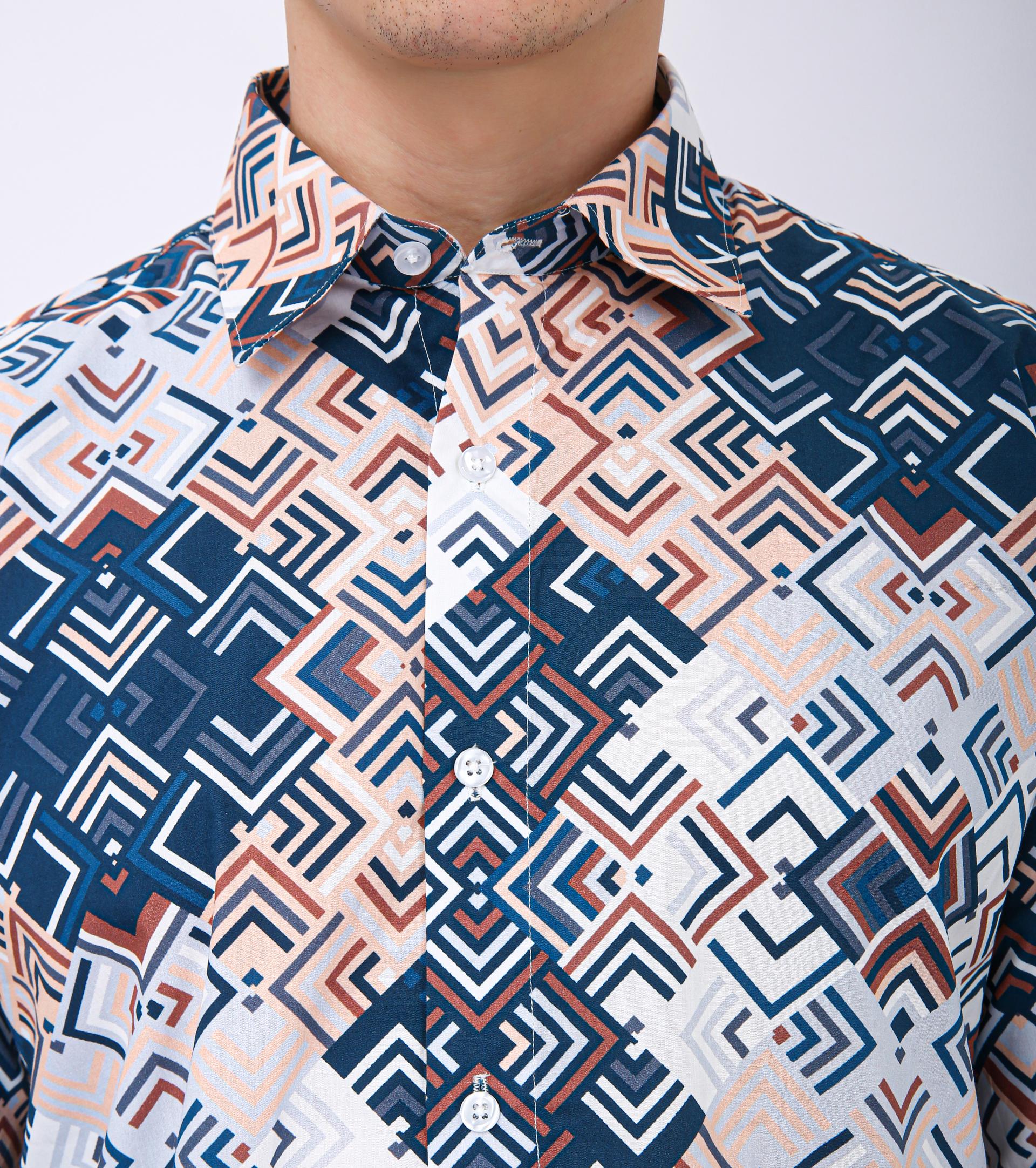 Premium Geometric Printed Casual Shirt - Geomatric Illution Print
