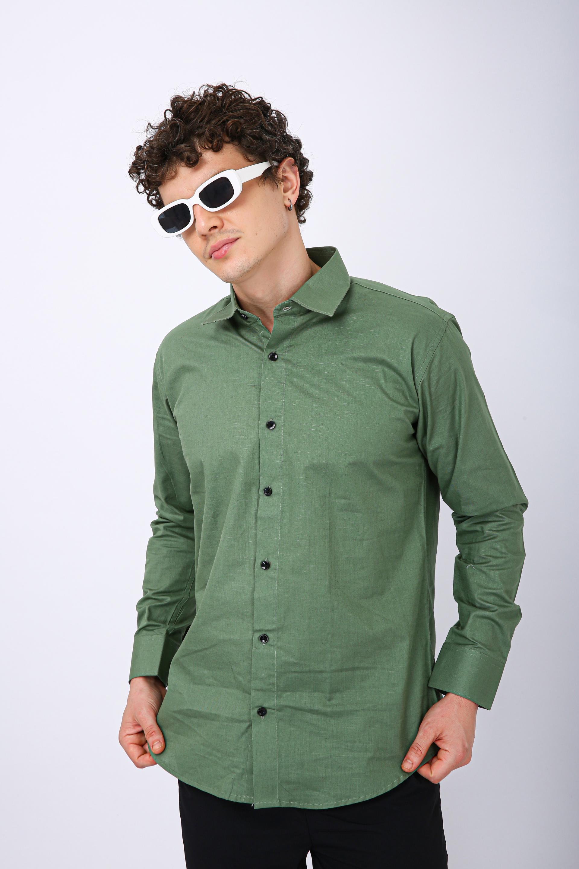 Premium Formal Cotton Shirt - Dark Green