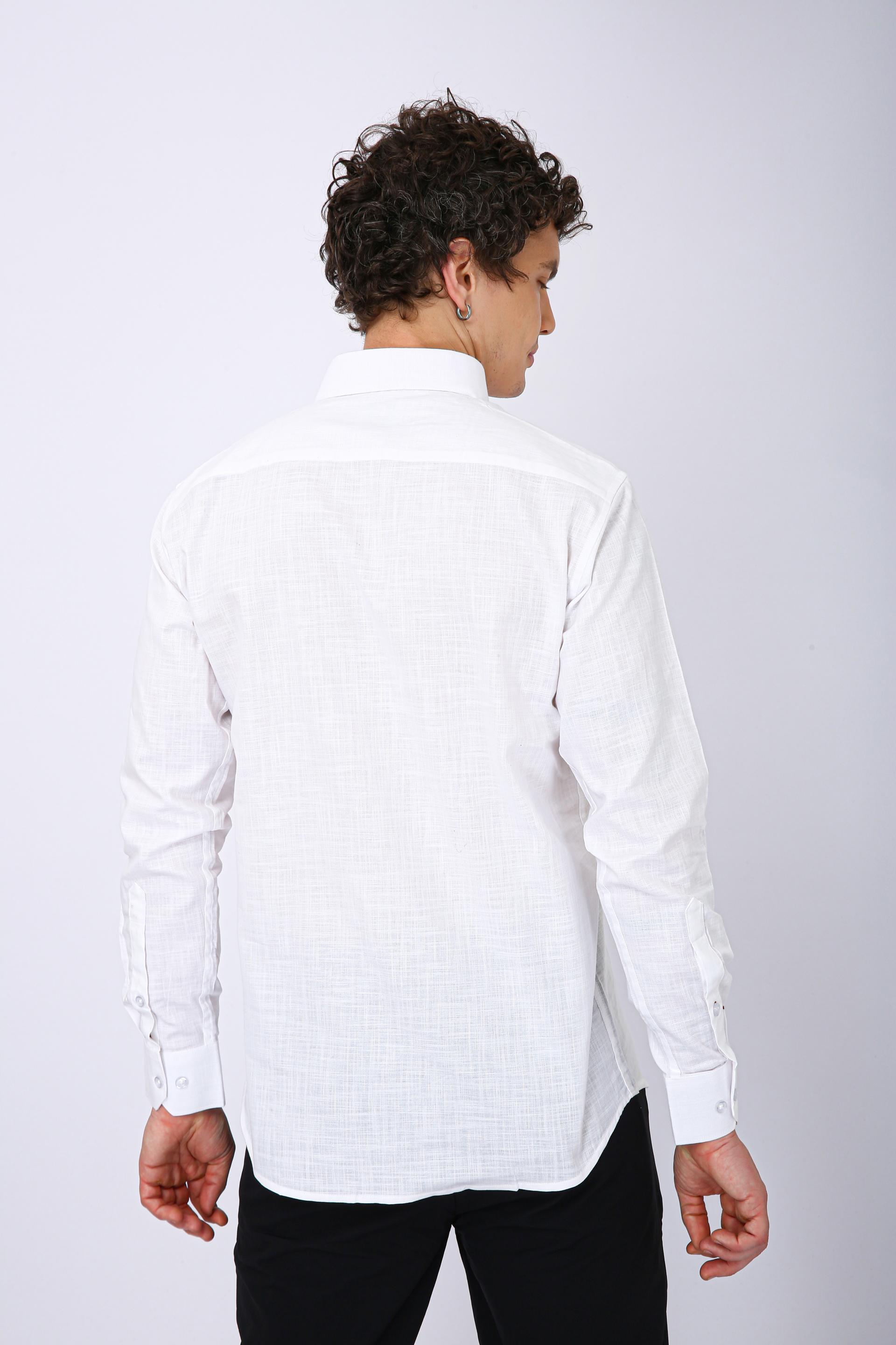 Mooniman Men's Premium Embroidered Formal Shirt - White