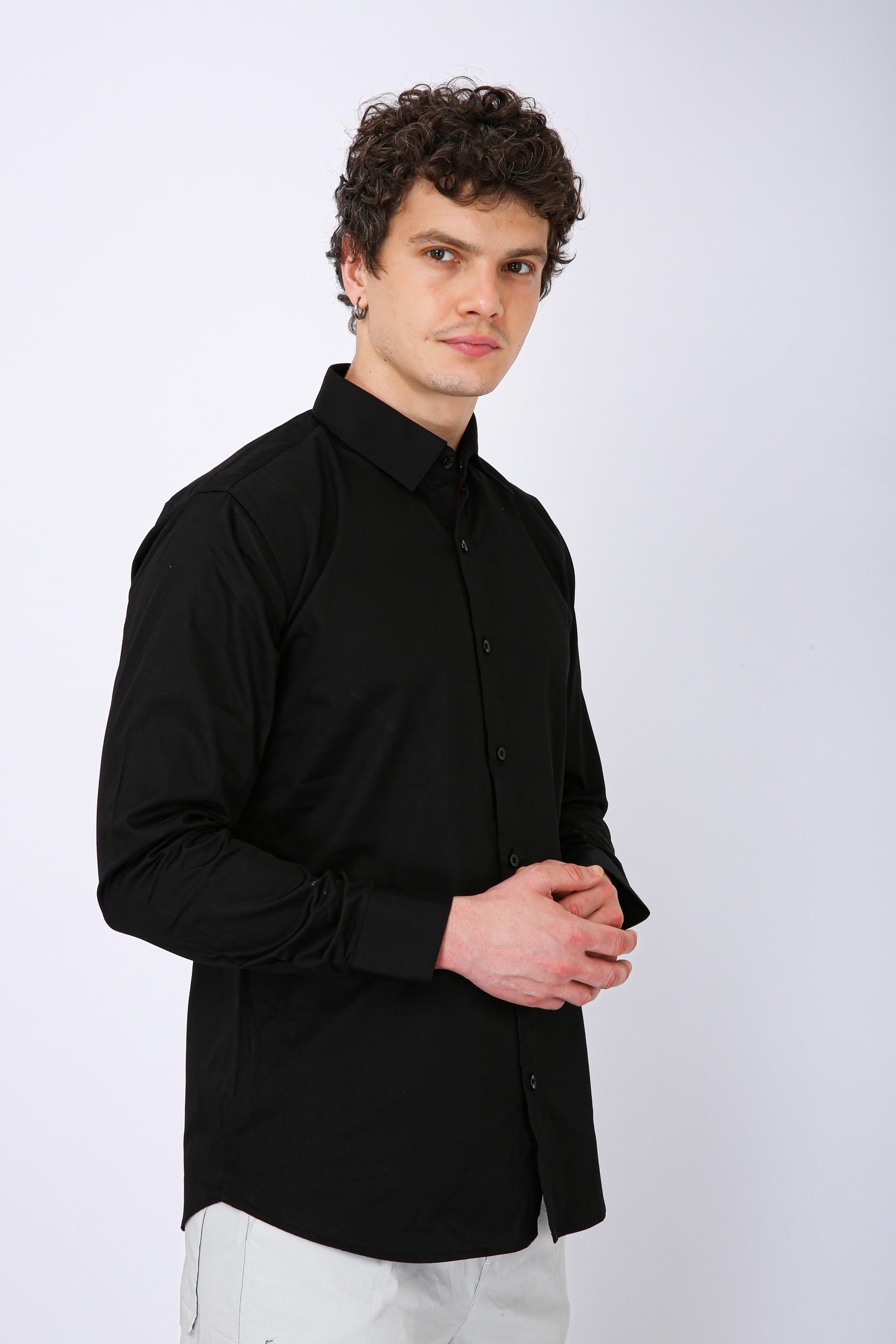 Men's Premium Solid Formal Shirt - Black