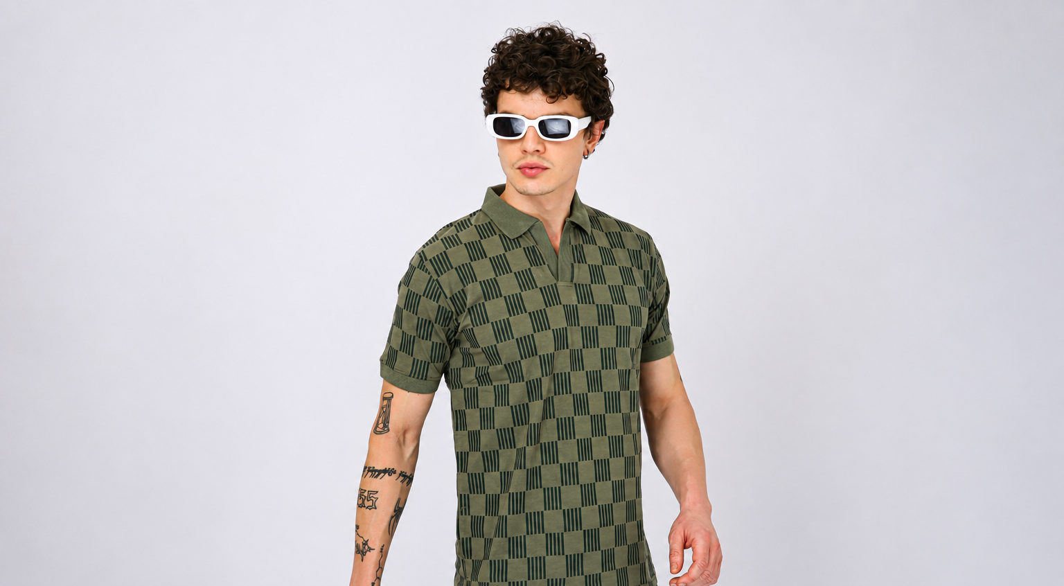 Contemporary Style with an Olive Patterned Polo