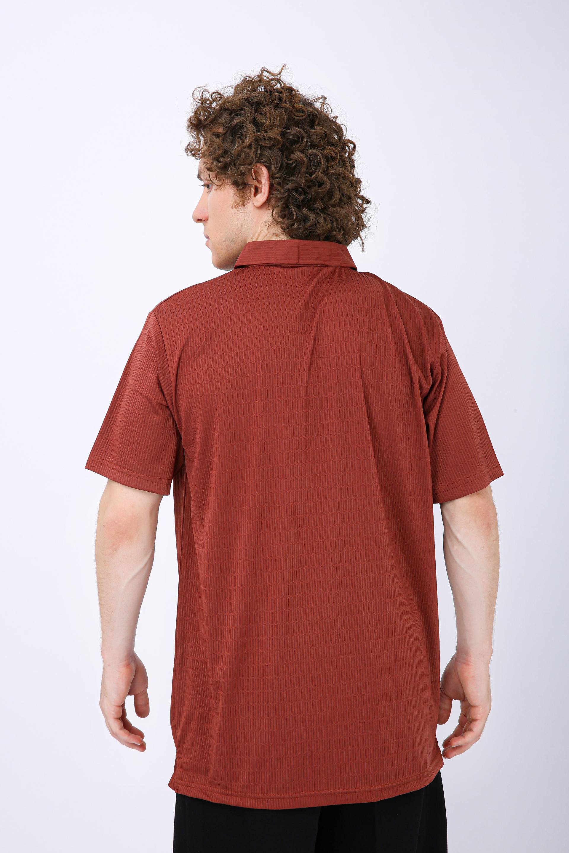 Men's Premium Textured Polo T-Shirt - Brown
