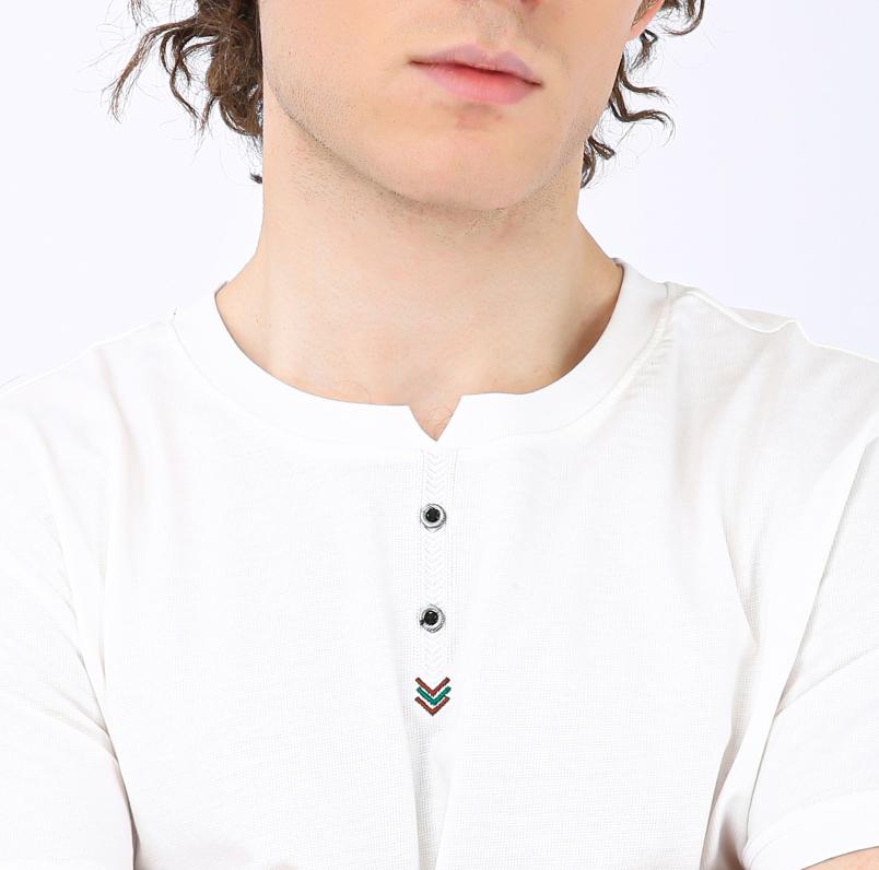 Men's Premium Henley Crew Neck T-Shirt - White