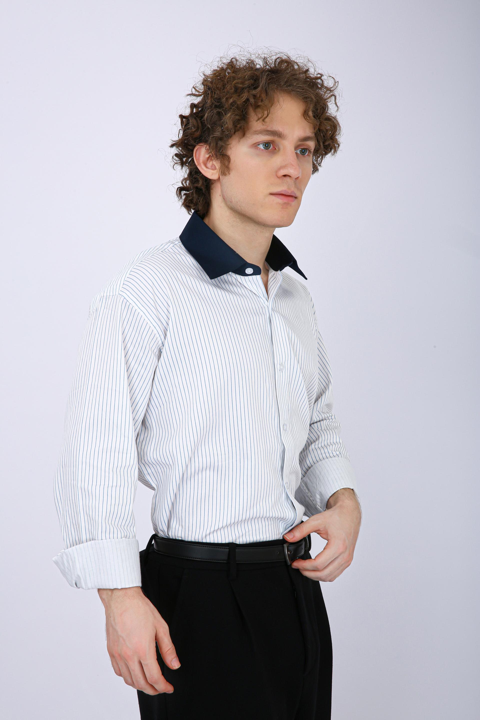 Premium Striped Formal Full Sleeve Shirt - White