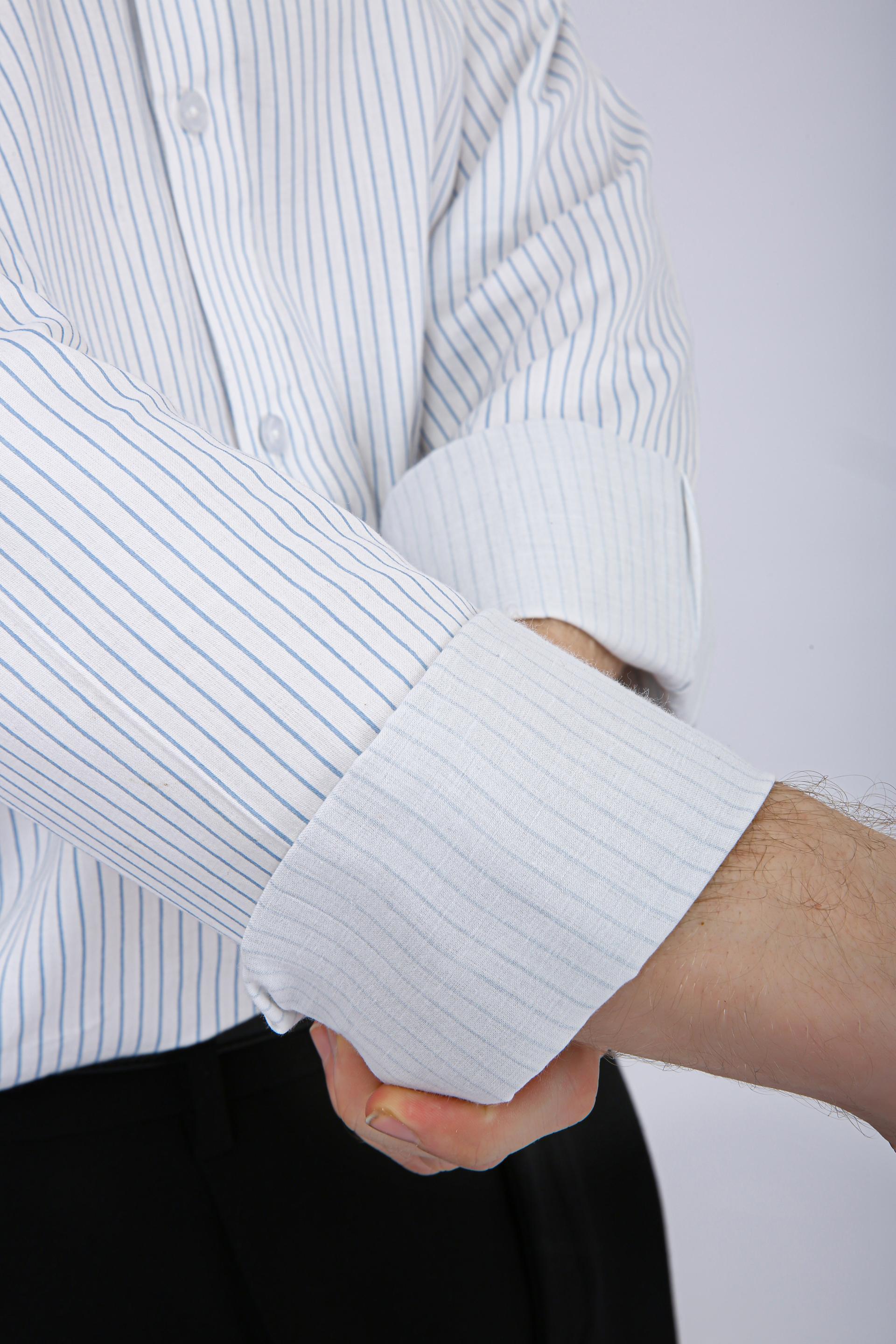 Premium Striped Formal Full Sleeve Shirt - White