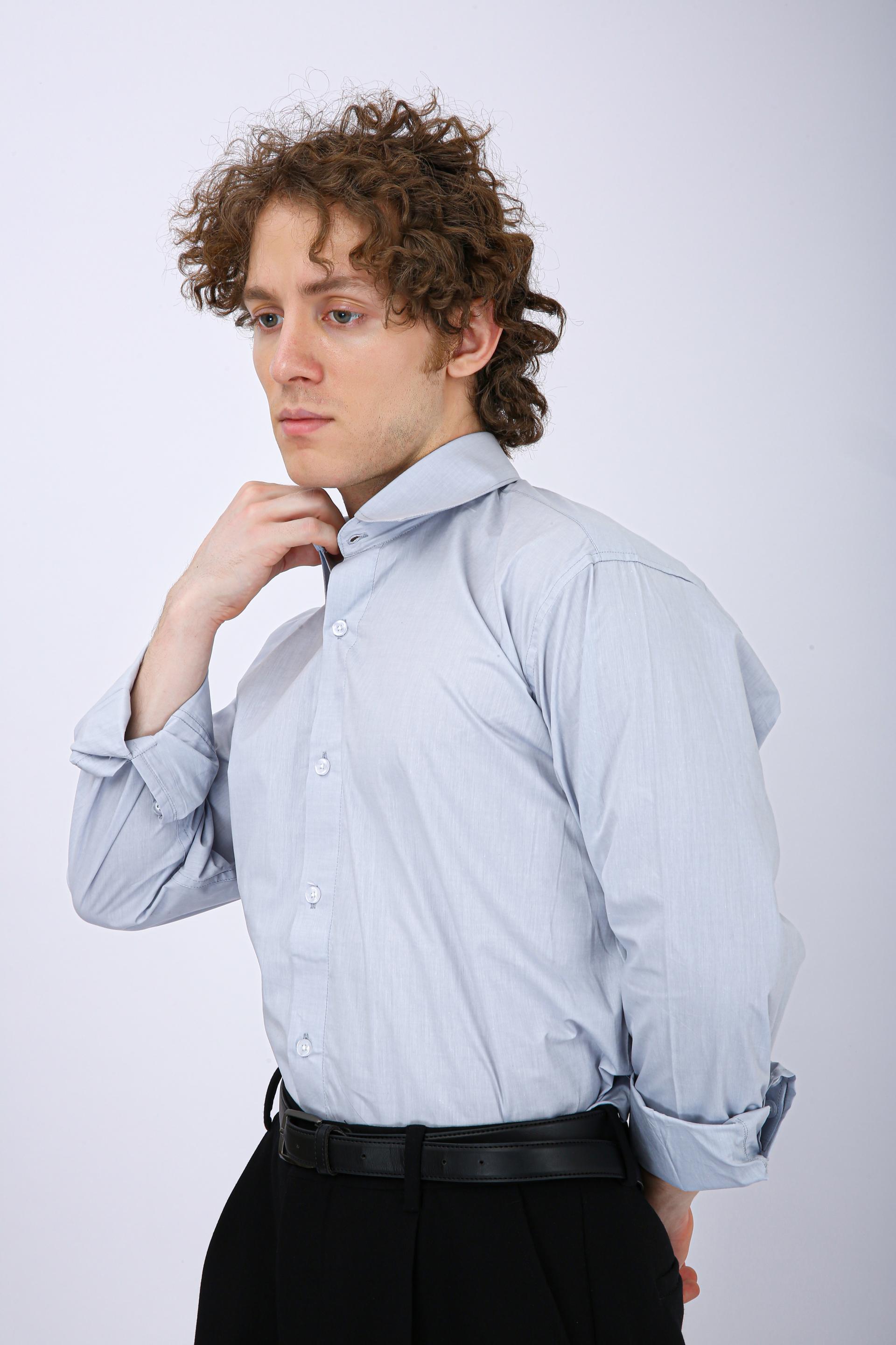 Premium Micro Check Formal Shirt -Ash Gray /Dove Gray