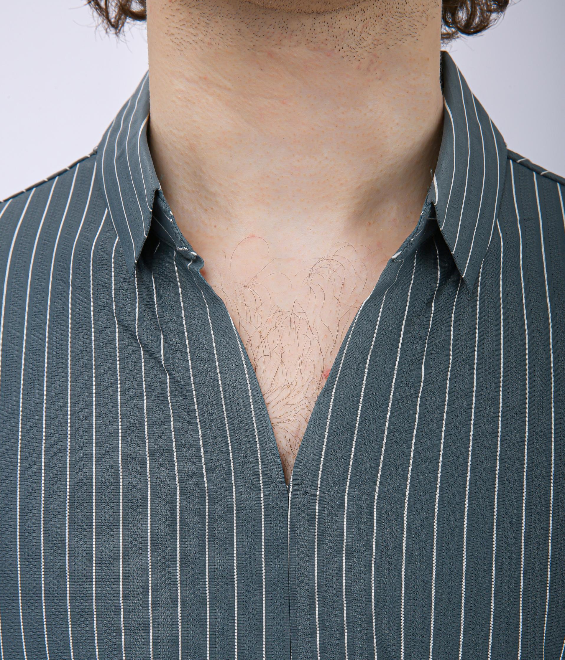 Men's Premium Vertical Striped Resort Shirt - Olive